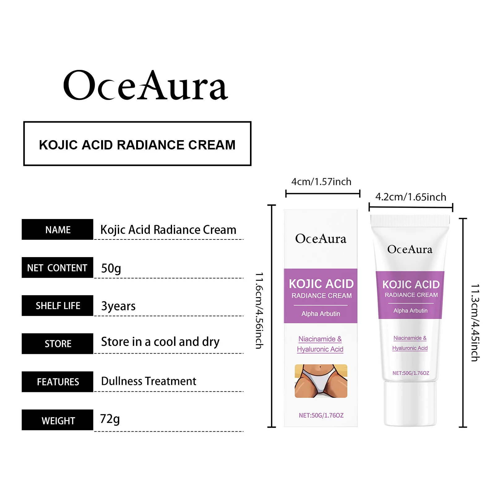 OceAura Brightening Radiance Cream with Kojic Acid & Alpha Arbutin for Women 1 brightening radiance cream cih xqvhjzj2 desc 1