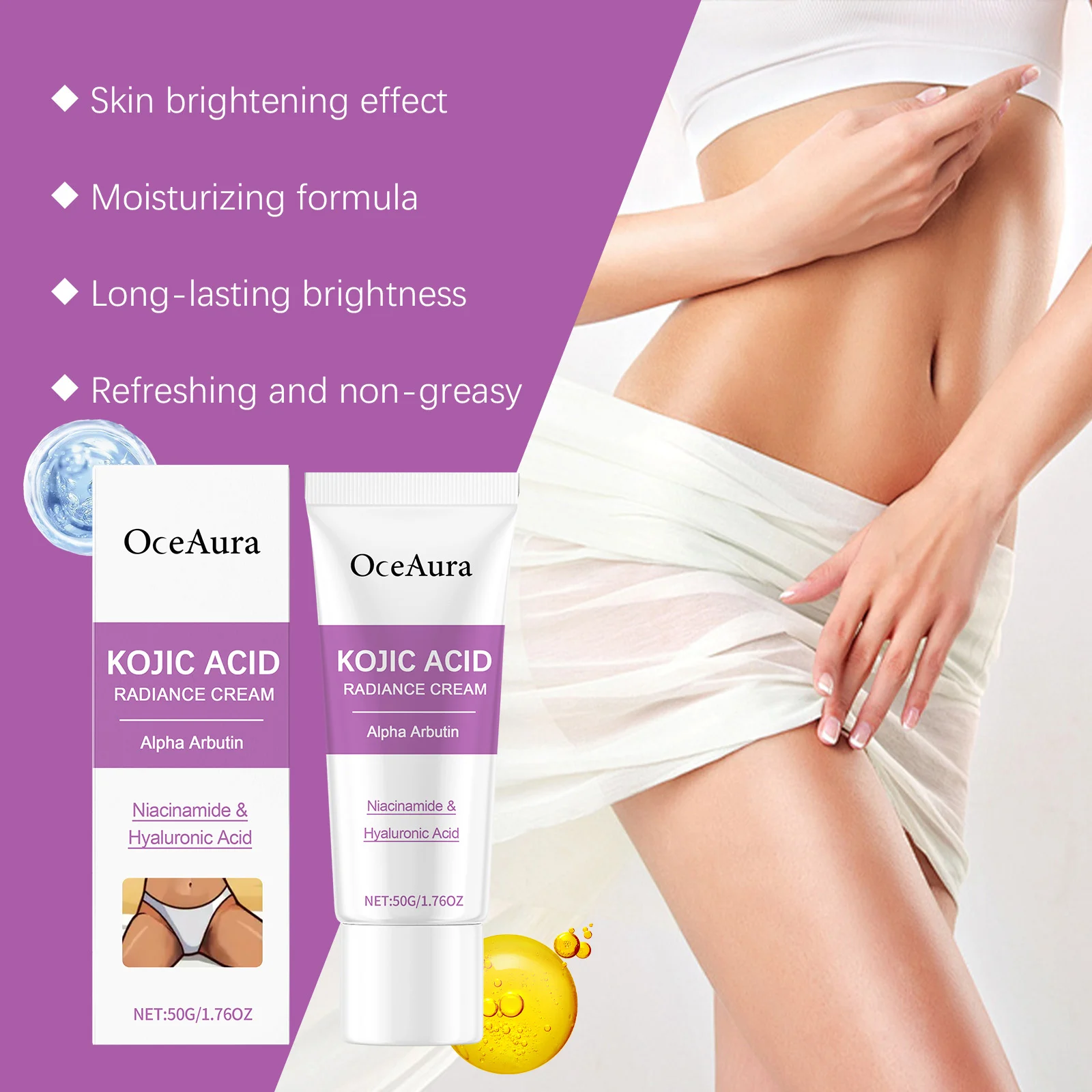 OceAura Brightening Radiance Cream with Kojic Acid & Alpha Arbutin for Women 4 brightening radiance cream cih xqvhjzj2 desc 5