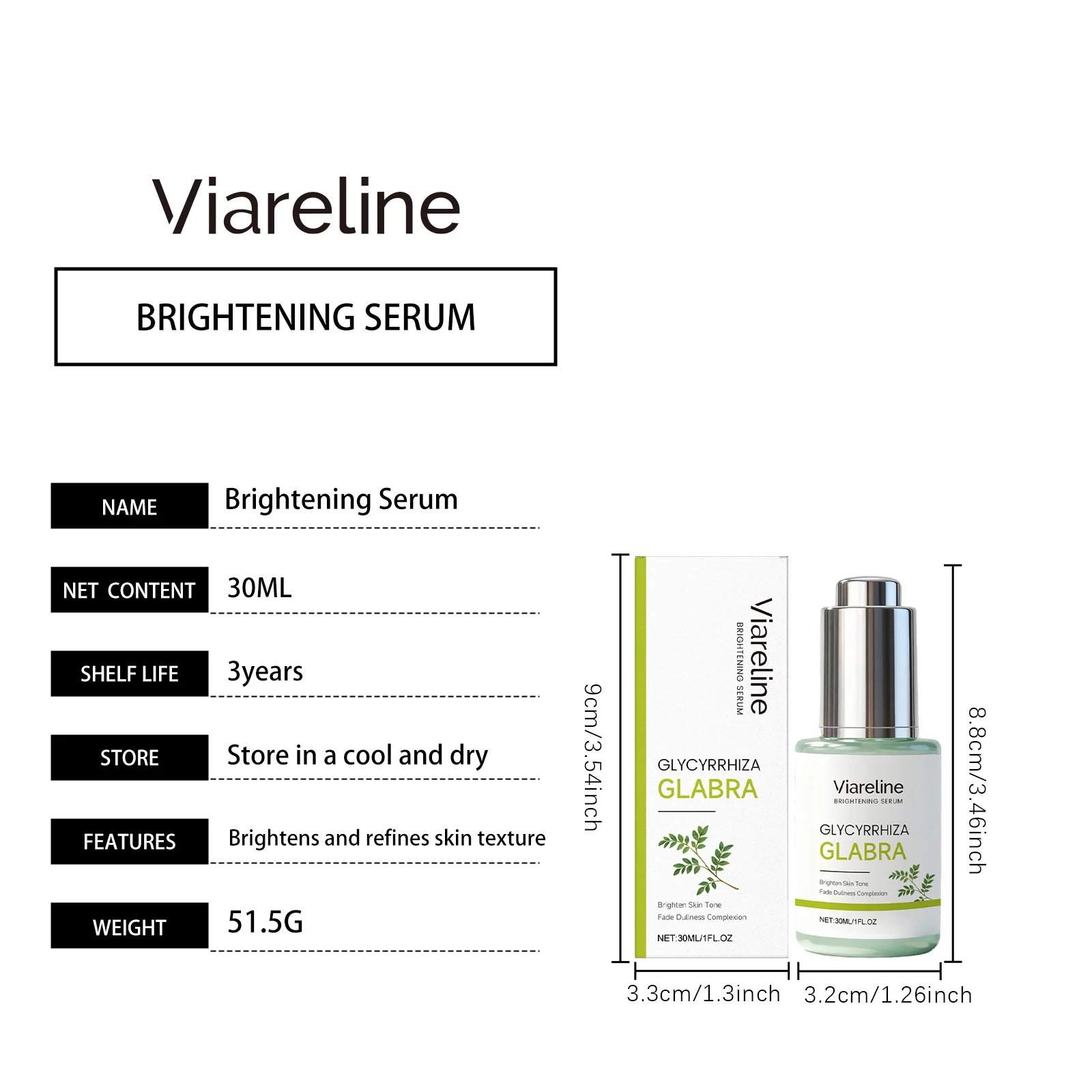 Viareline Licorice Brightening Serum, Hydrates, Evens Skin Tone, Fades Dullness 1 brightening serum der 4z73enpx desc 1