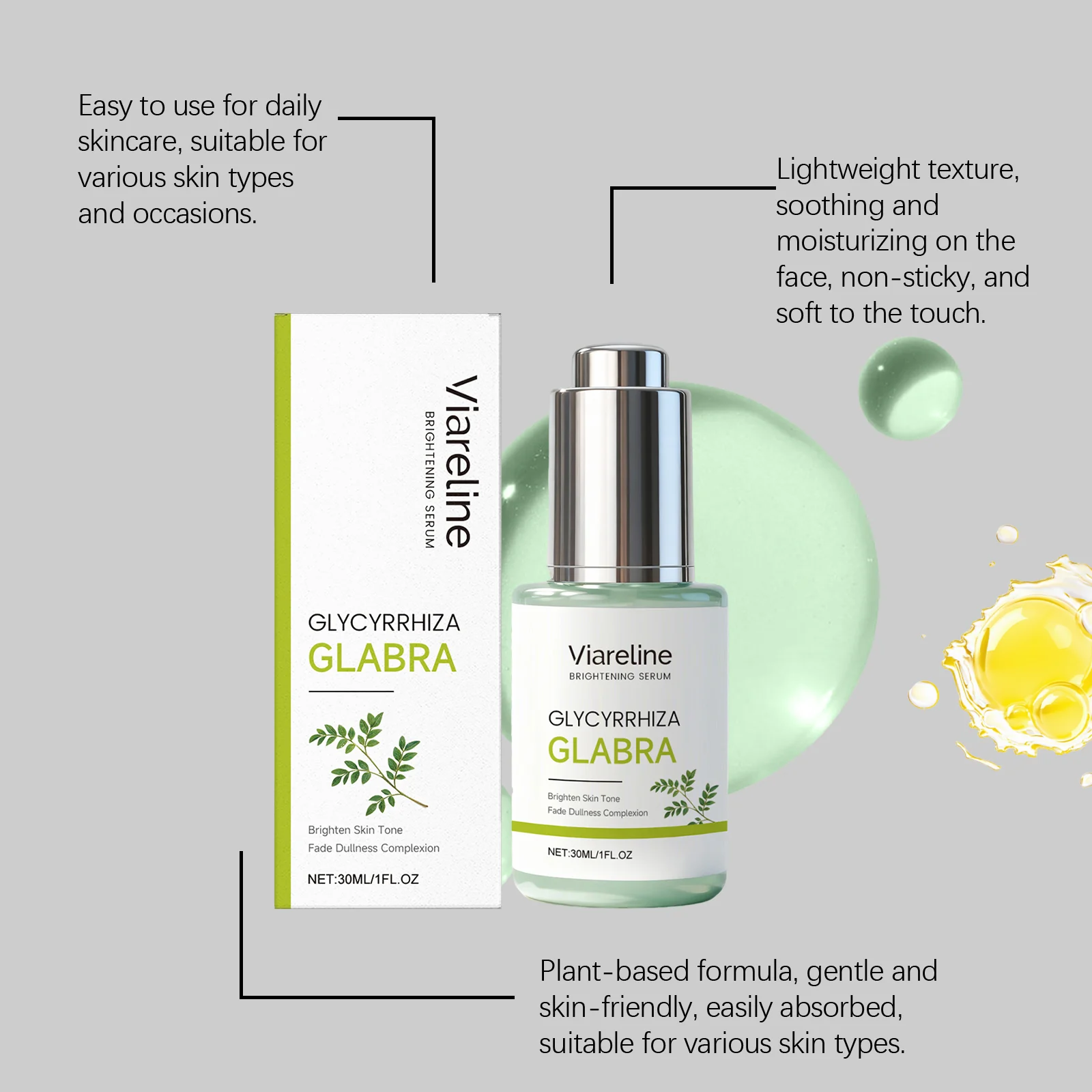 Viareline Licorice Brightening Serum, Hydrates, Evens Skin Tone, Fades Dullness 8 brightening serum der 4z73enpx desc 8