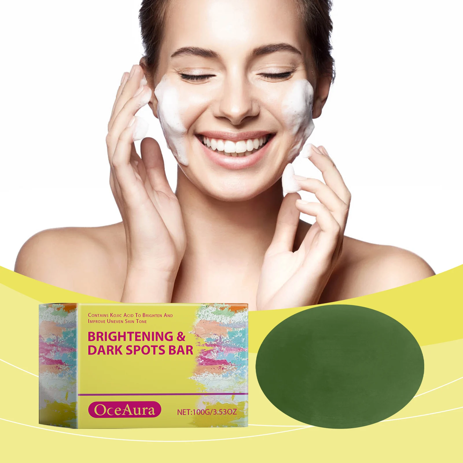 Brightening Skin Soap with Kojic Acid & Tranexamic Acid, Moisturizing Dark Spot Treatment Bar 100g 2 brightening skin soap kojic acid tranexamic acid dark spot bar 100g cih k45kf9bn desc 2