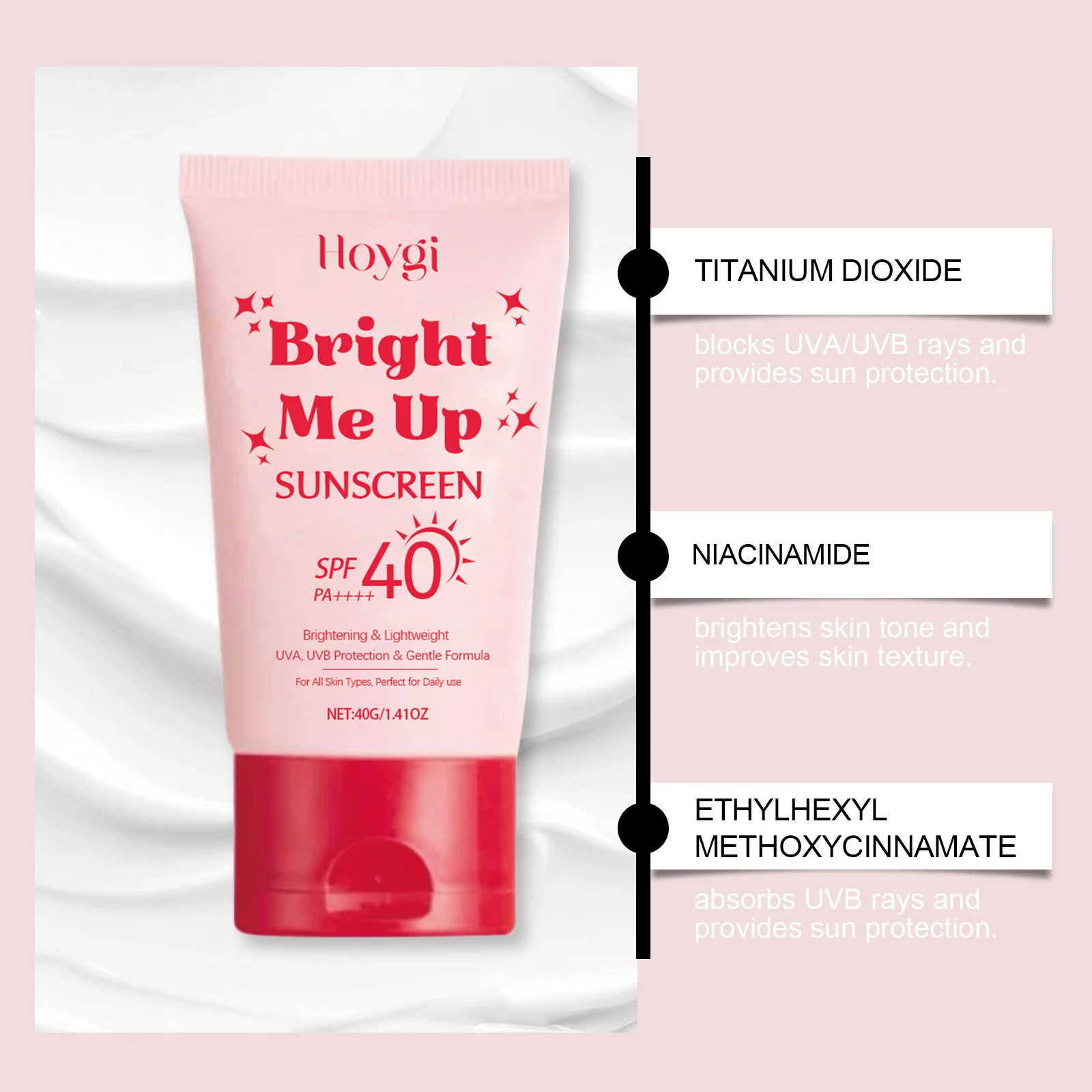 Brightening Sunscreen SPF PA++++ 40g Lightweight Daily Face & Body Moisturizer with Niacinamide 7 brightening sunscreen spf pa plus plus plus plus 40g lightweight daily face body moisturizer der gruazkxw desc 7