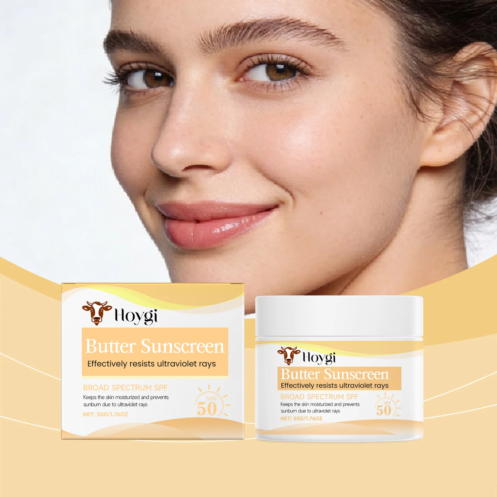 Hoygi Broad Spectrum SPF Sunscreen, Waterproof Moisturizing Butter Cream, Lightweight & Non-Greasy 2 broad spectrum sunscreen butter cream der pvestxuj desc 2