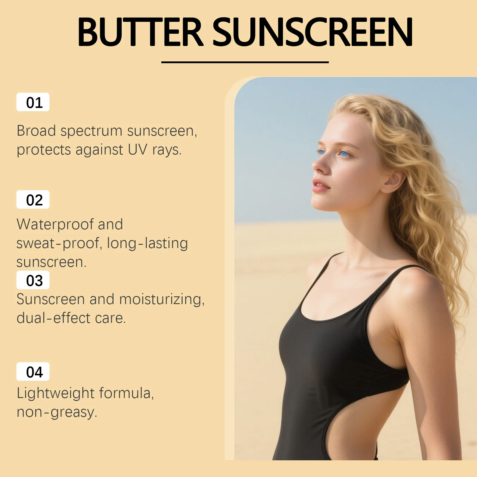 Hoygi Broad Spectrum SPF Sunscreen, Waterproof Moisturizing Butter Cream, Lightweight & Non-Greasy 6 broad spectrum sunscreen butter cream der pvestxuj desc 6