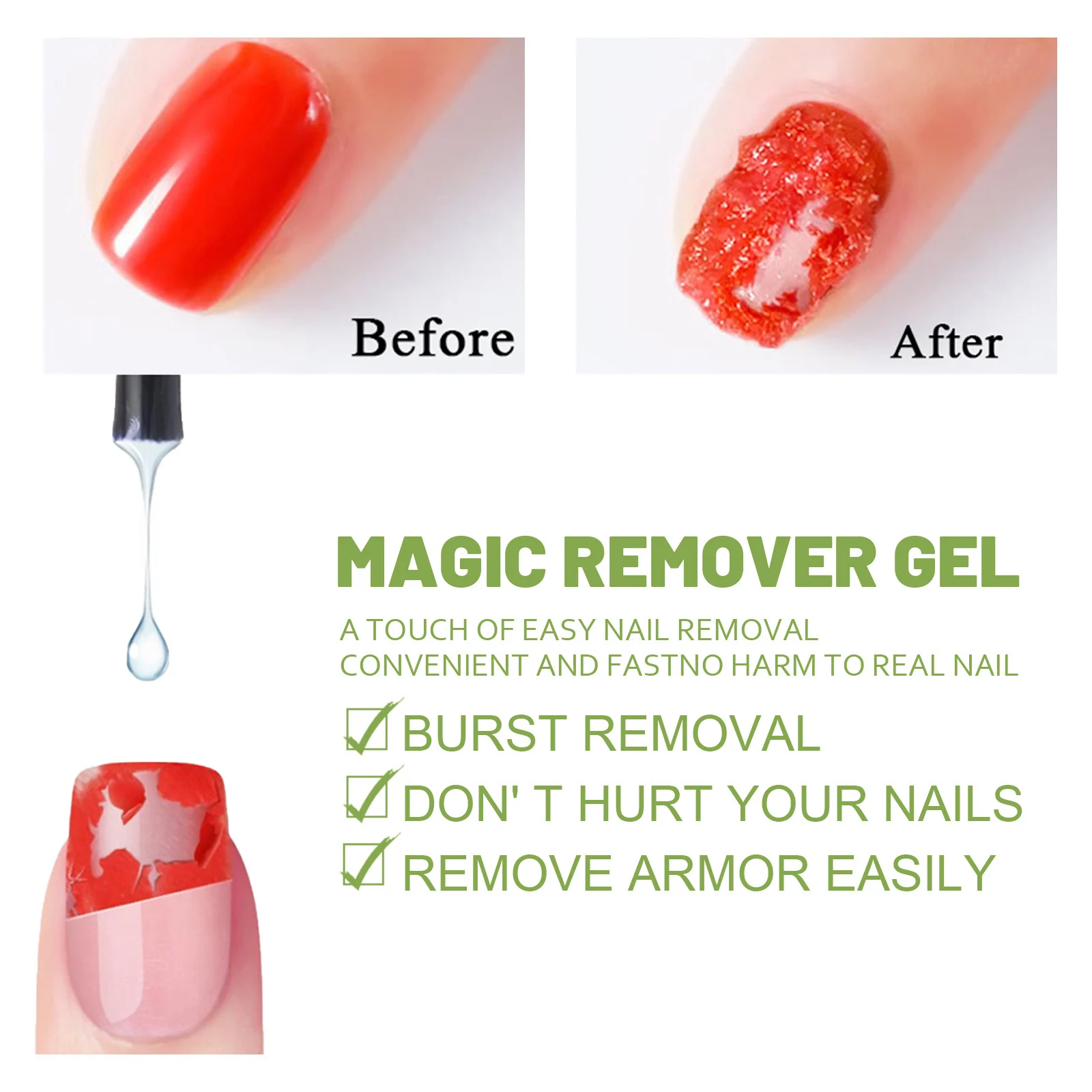 Burst Nail Polish Remover 15ml Fast Soak-Off Gel Nail Remover for Salon & Home Use 8 burst nail polish remover 15ml fast soak off gel remover cih gw788xxx desc 8