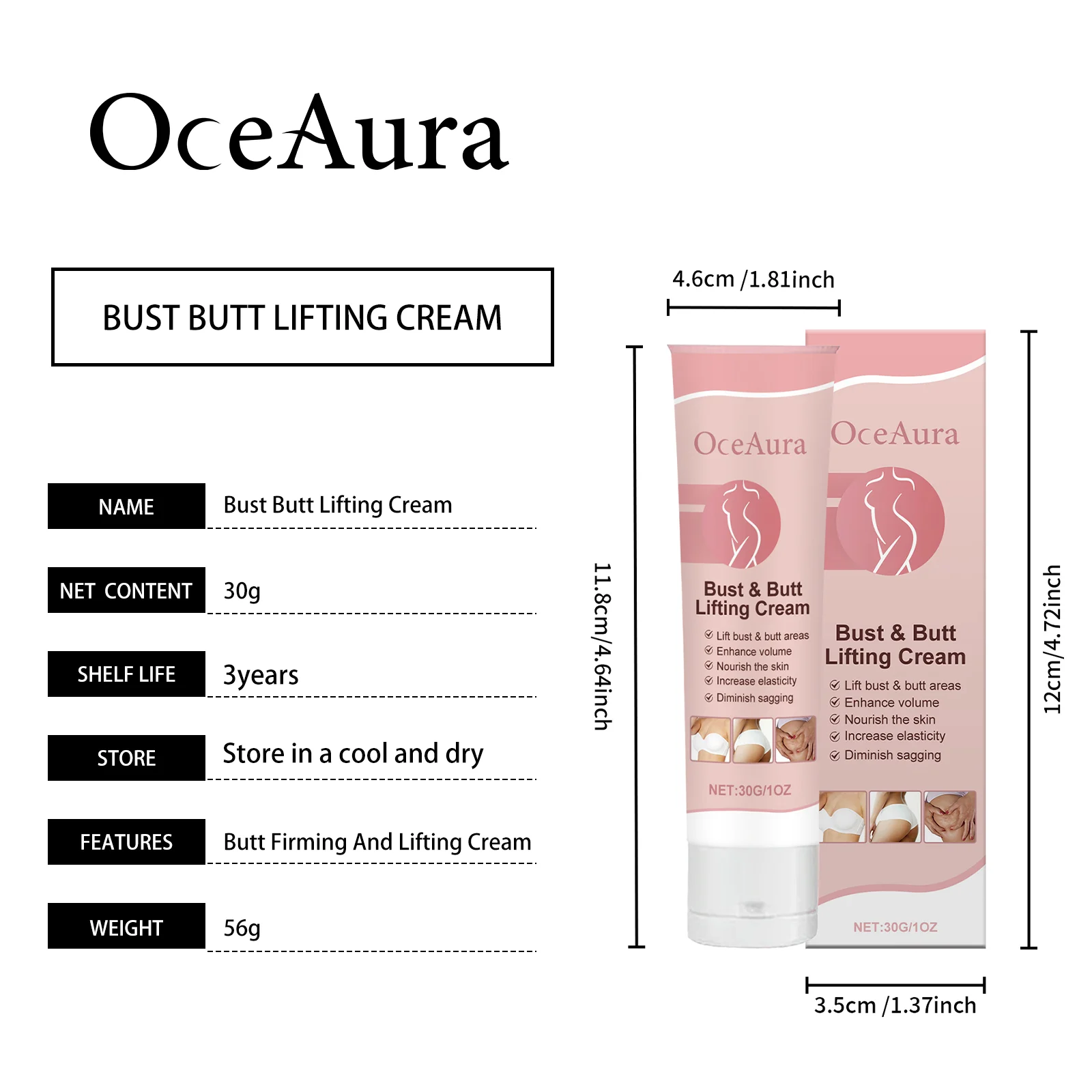 Bust and Butt Lifting Cream 30g for Firming, Shaping and Nourishing Skin 1 bust butt lifting firming cream 30g cih gdcb7asm desc 1