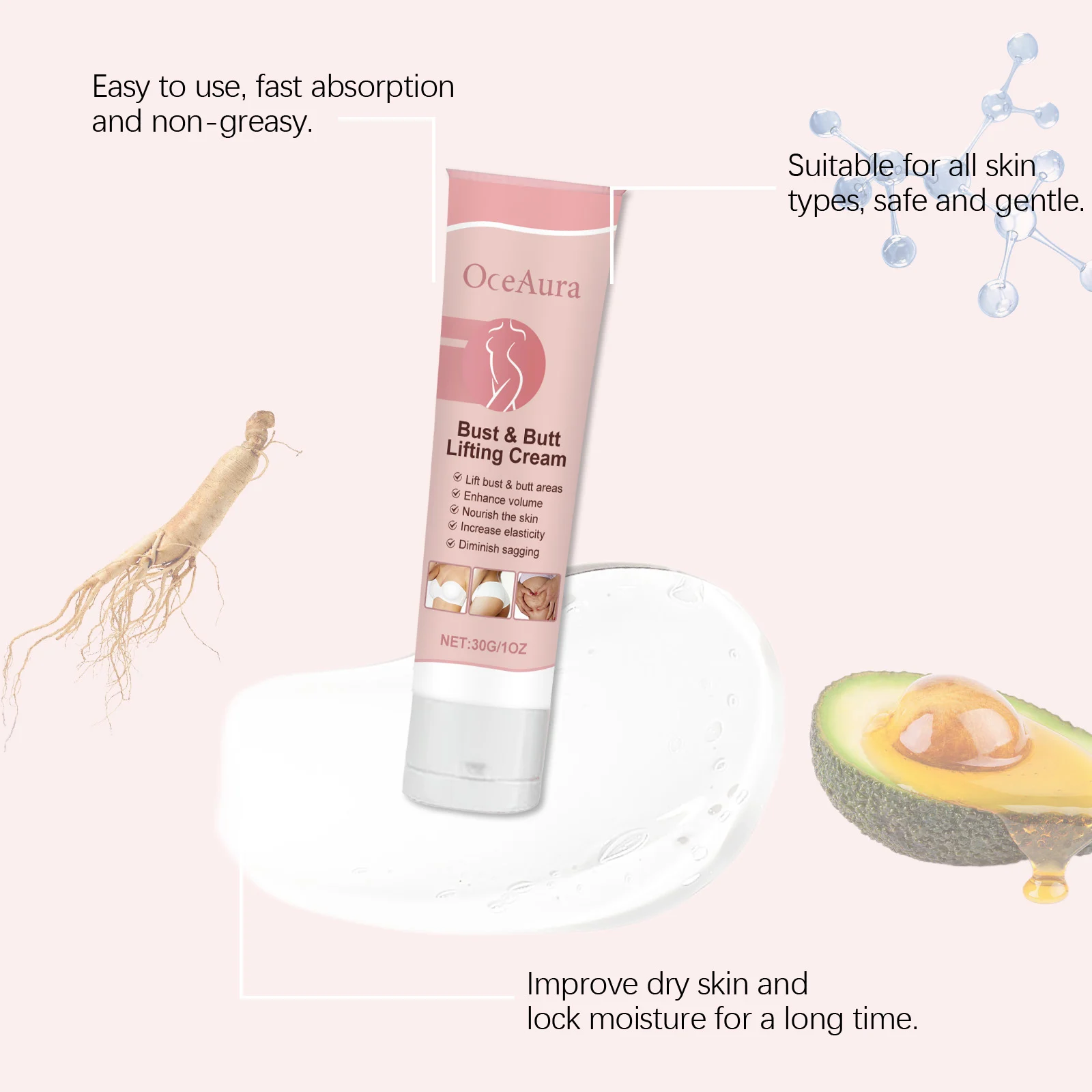 Bust and Butt Lifting Cream 30g for Firming, Shaping and Nourishing Skin 6 bust butt lifting firming cream 30g cih gdcb7asm desc 6