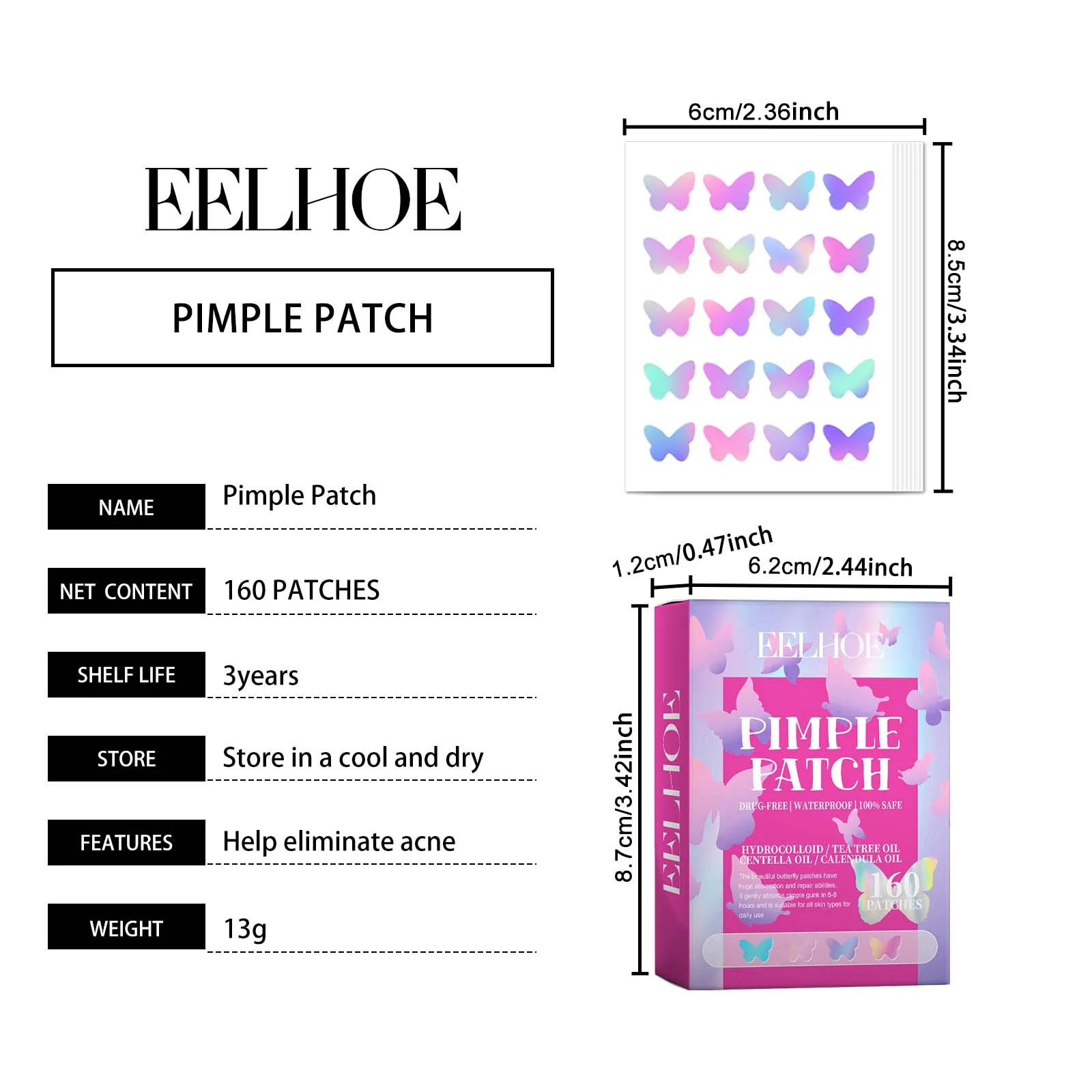 Butterfly Acne Patches 160 Patches Hydrocolloid Acne Spot Treatment 1 butterfly acne patches hydrocolloid 160 patches cih vn6gxh7a desc 1