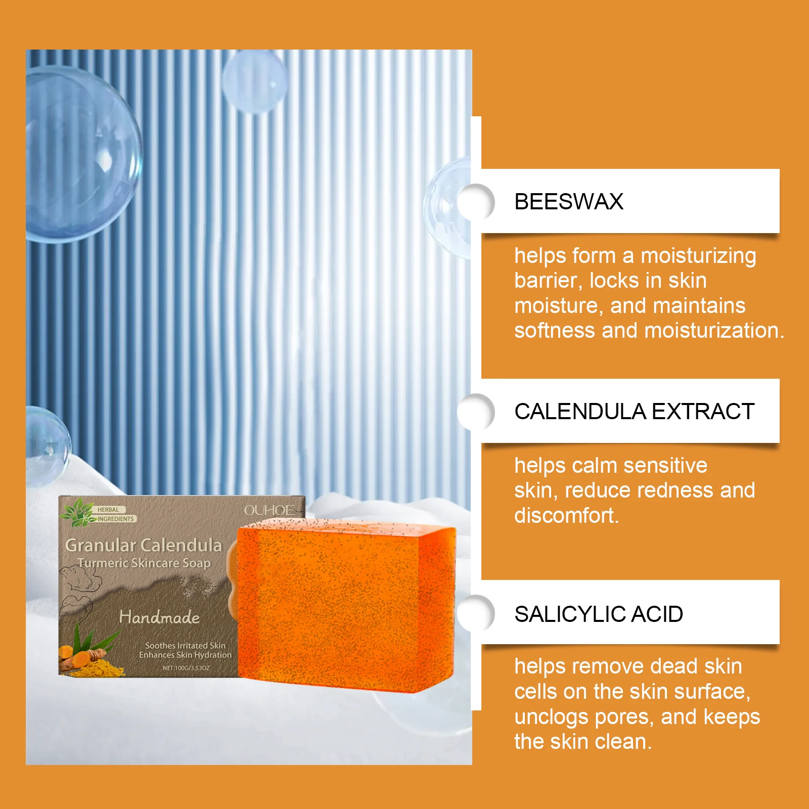 Calendula Turmeric Skincare Soap 100g Gentle Cleansing Moisturizing Bar for Face and Body 5 calendula turmeric skincare soap 100g cih 2zjt949h desc 5