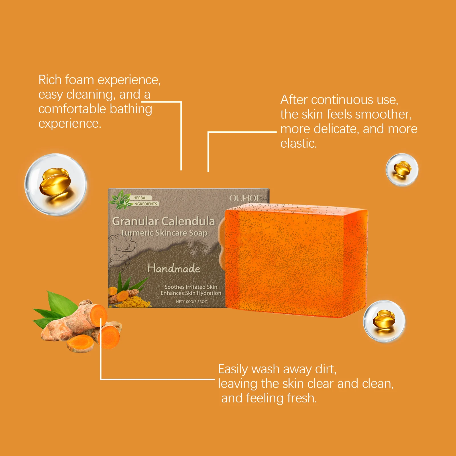 Calendula Turmeric Skincare Soap 100g Gentle Cleansing Moisturizing Bar for Face and Body 7 calendula turmeric skincare soap 100g cih 2zjt949h desc 7