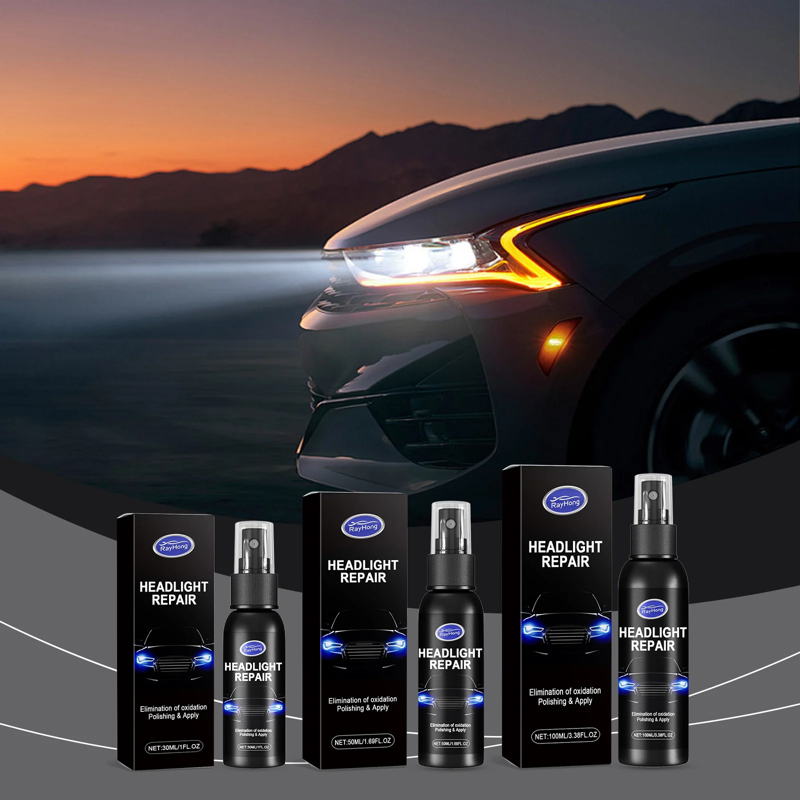 Car Headlight Repair Spray 100ml for Scratches, Yellowing & Oxidation 2 car headlight repair spray 100ml cih usqbrdts desc 2