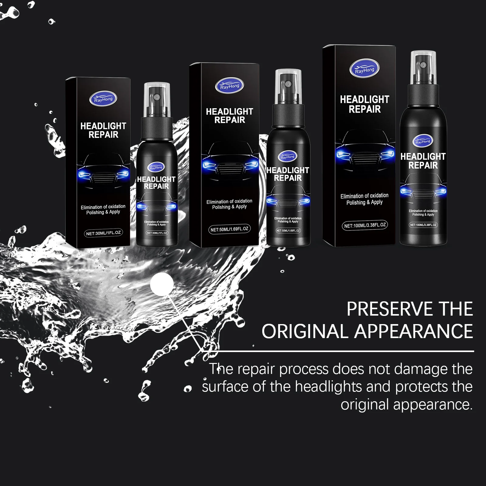 Car Headlight Repair Spray 100ml for Scratches, Yellowing & Oxidation 6 car headlight repair spray 100ml cih usqbrdts desc 6