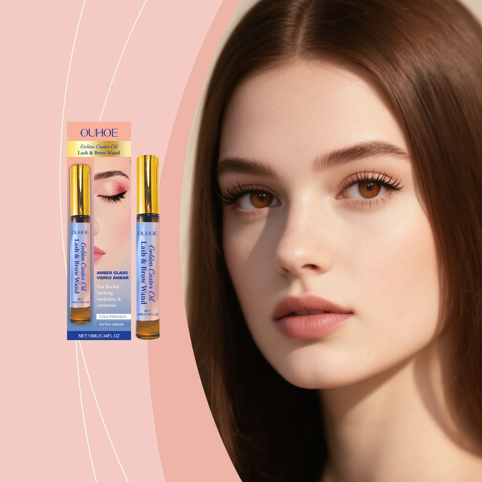 OUHOE Golden Castor Oil Lash & Brow Serum for Thicker, Healthier Eyelashes and Eyebrows 2 castor oil lash brow serum der xym9xpaw desc 2