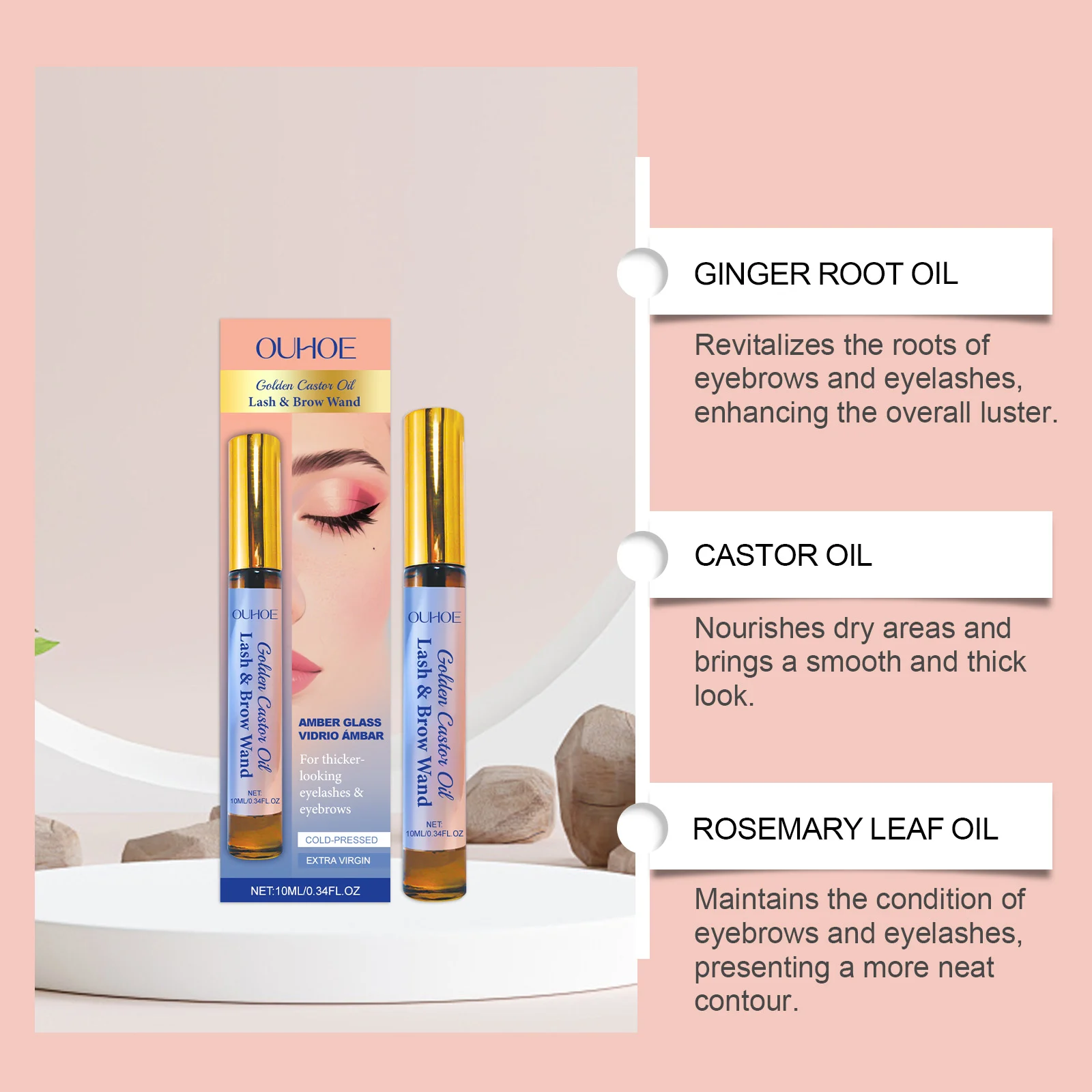 OUHOE Golden Castor Oil Lash & Brow Serum for Thicker, Healthier Eyelashes and Eyebrows 5 castor oil lash brow serum der xym9xpaw desc 5