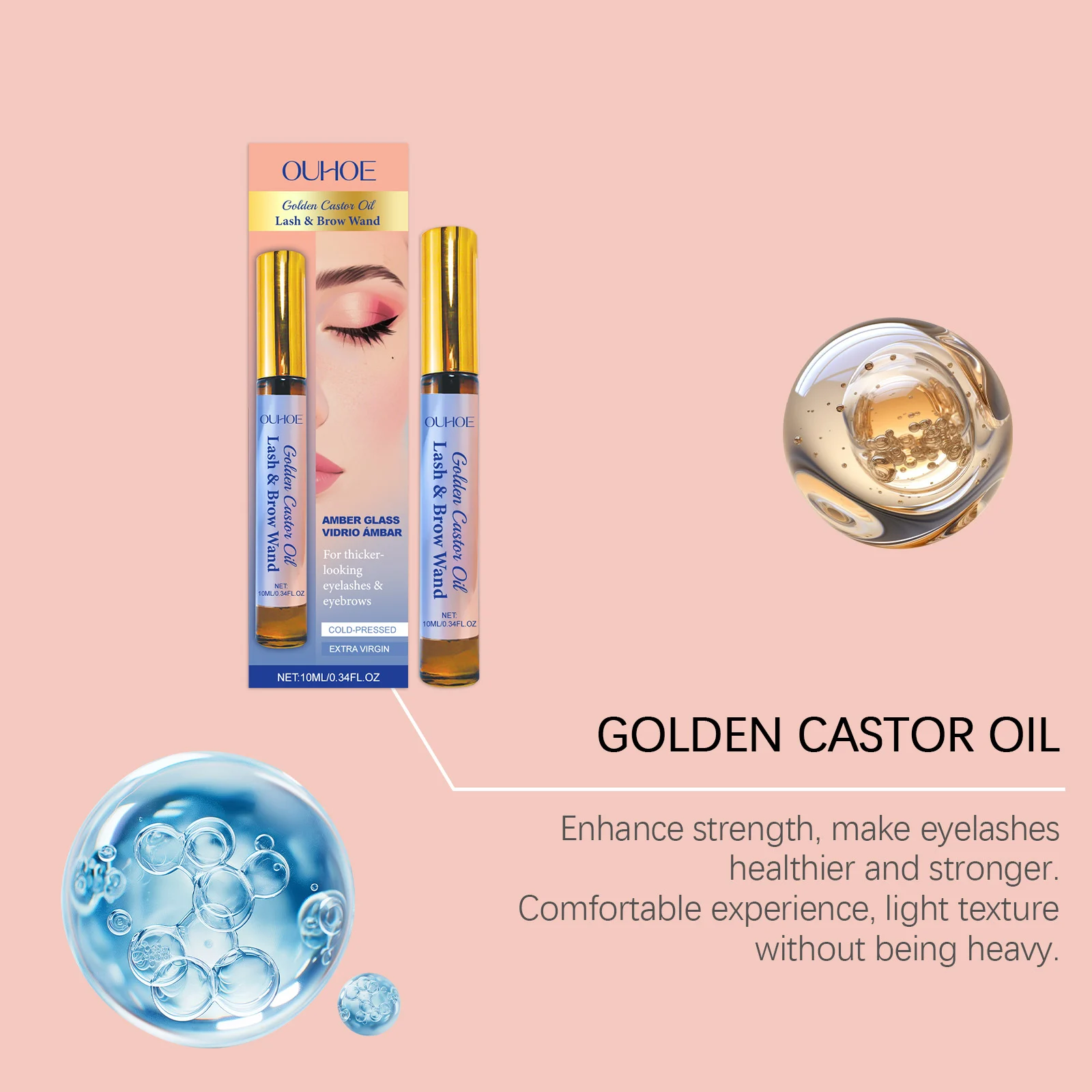 OUHOE Golden Castor Oil Lash & Brow Serum for Thicker, Healthier Eyelashes and Eyebrows 6 castor oil lash brow serum der xym9xpaw desc 6