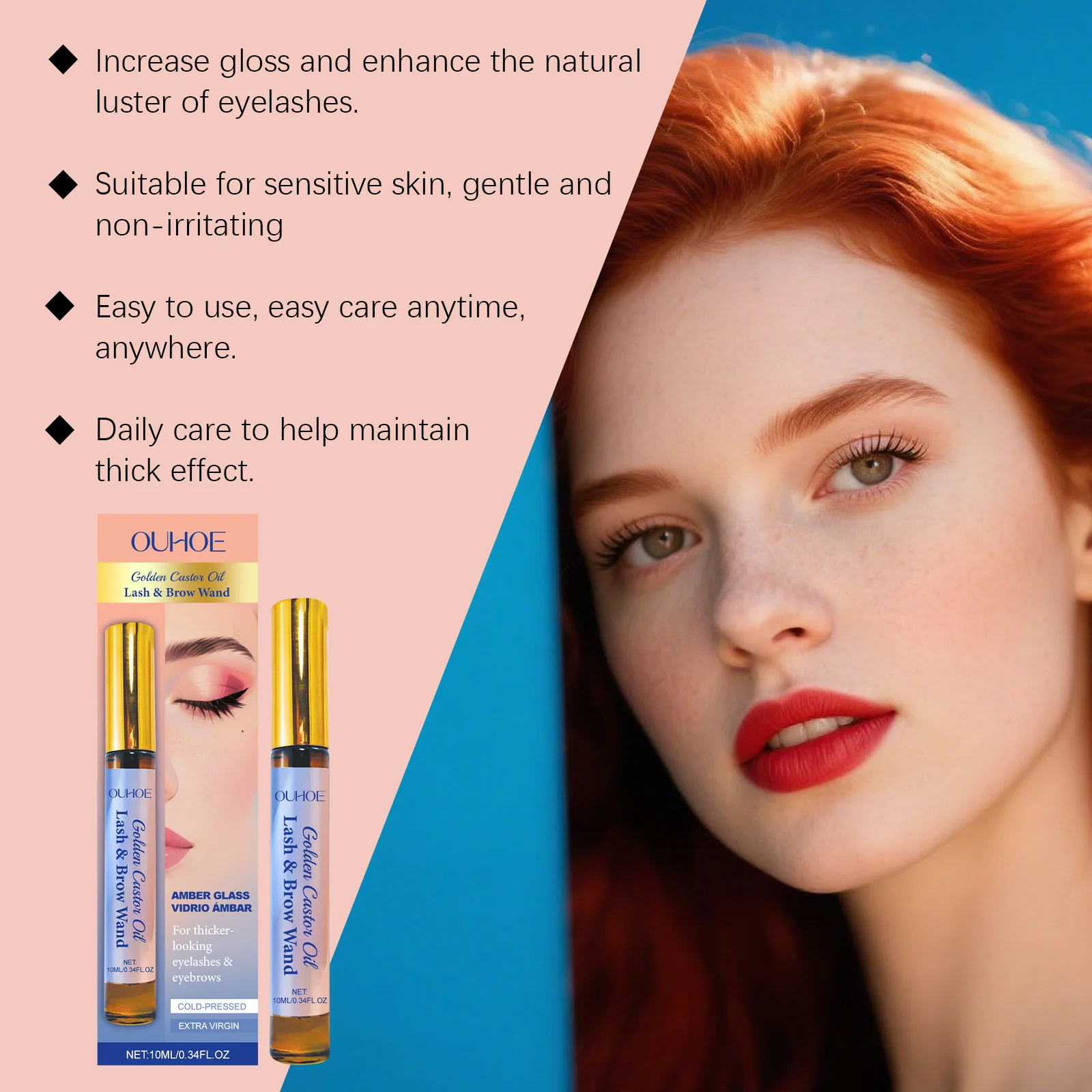 OUHOE Golden Castor Oil Lash & Brow Serum for Thicker, Healthier Eyelashes and Eyebrows 7 castor oil lash brow serum der xym9xpaw desc 7