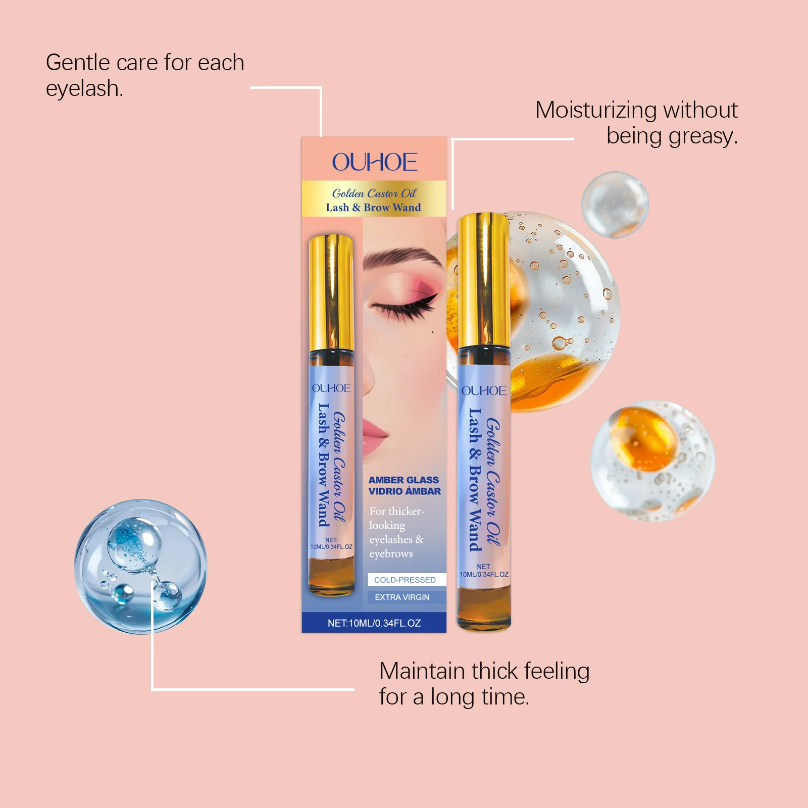 OUHOE Golden Castor Oil Lash & Brow Serum for Thicker, Healthier Eyelashes and Eyebrows 8 castor oil lash brow serum der xym9xpaw desc 8