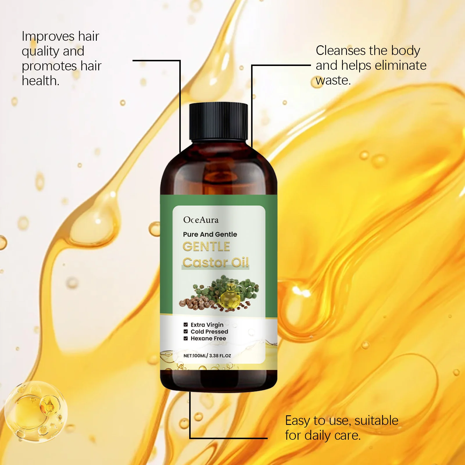 Castor Oil Multi-Effect Oil 100ml for Hair & Skin Nourishment Moisturizing Repair 6 castor oil multi effect oil 100ml cih xu3dh6es desc 6