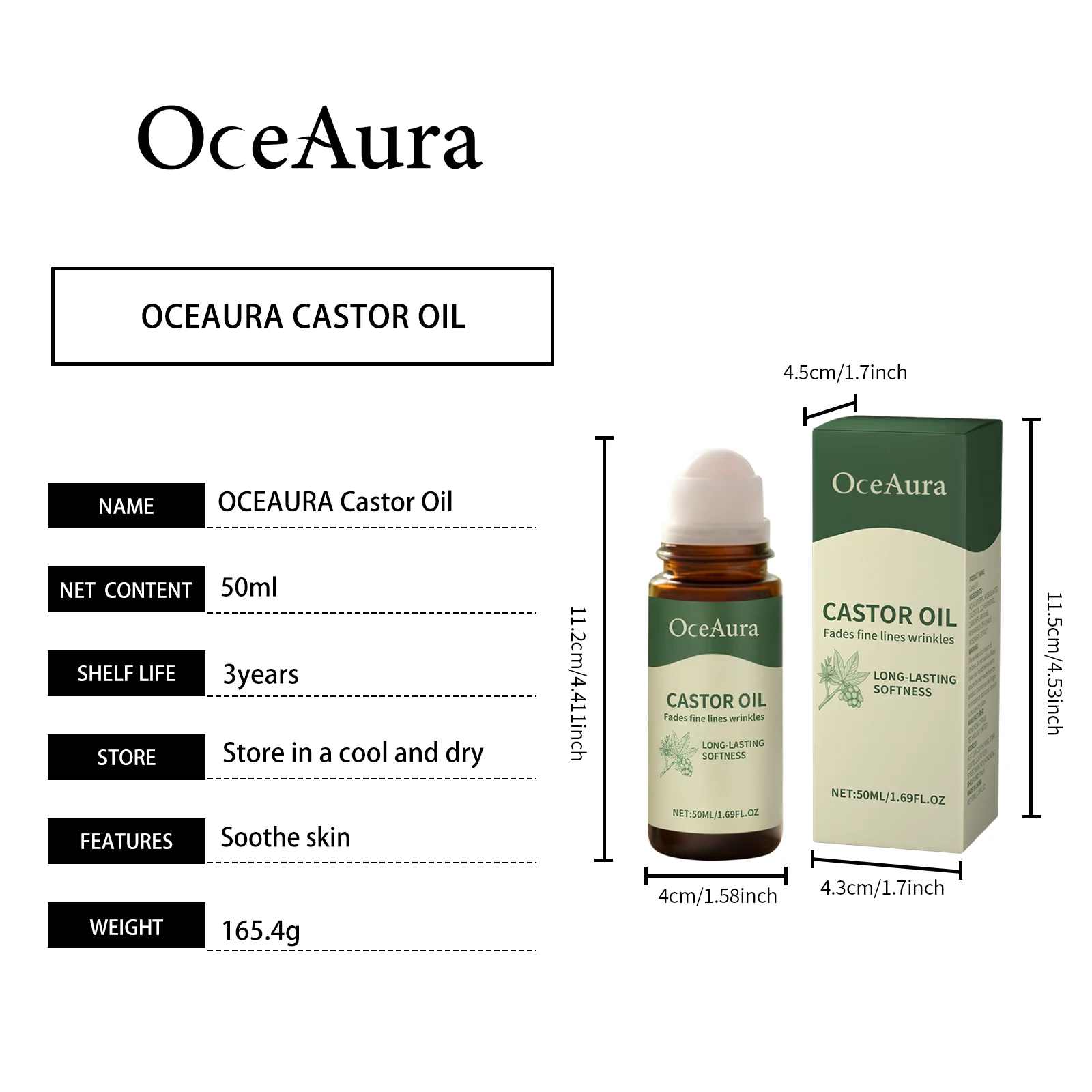 OceAura Castor Oil Roll-On Serum for Deep Hydration, Gentle Soothing & Nourishing 1 castor oil roll on serum der jx73njp6 desc 1