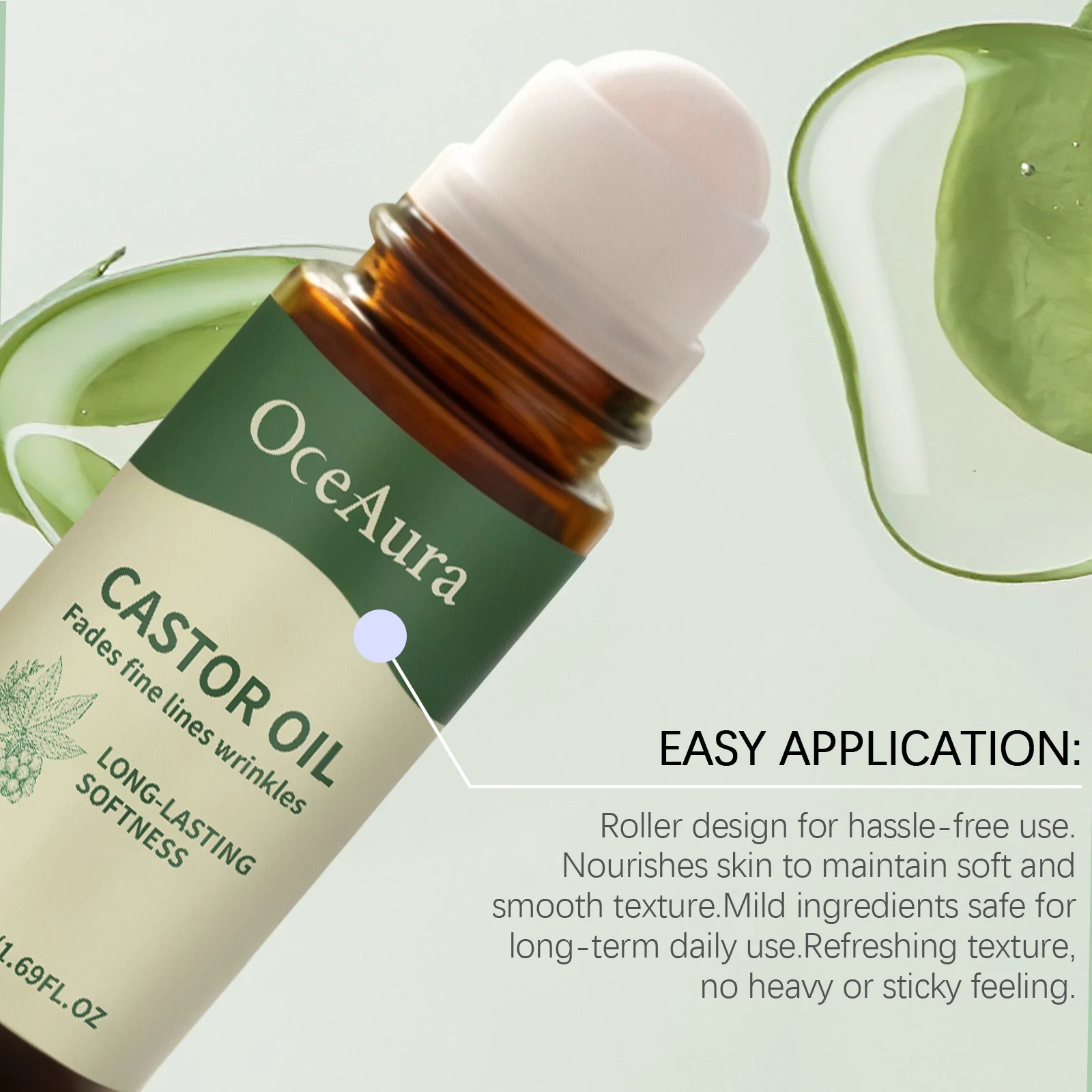 OceAura Castor Oil Roll-On Serum for Deep Hydration, Gentle Soothing & Nourishing 5 castor oil roll on serum der jx73njp6 desc 5