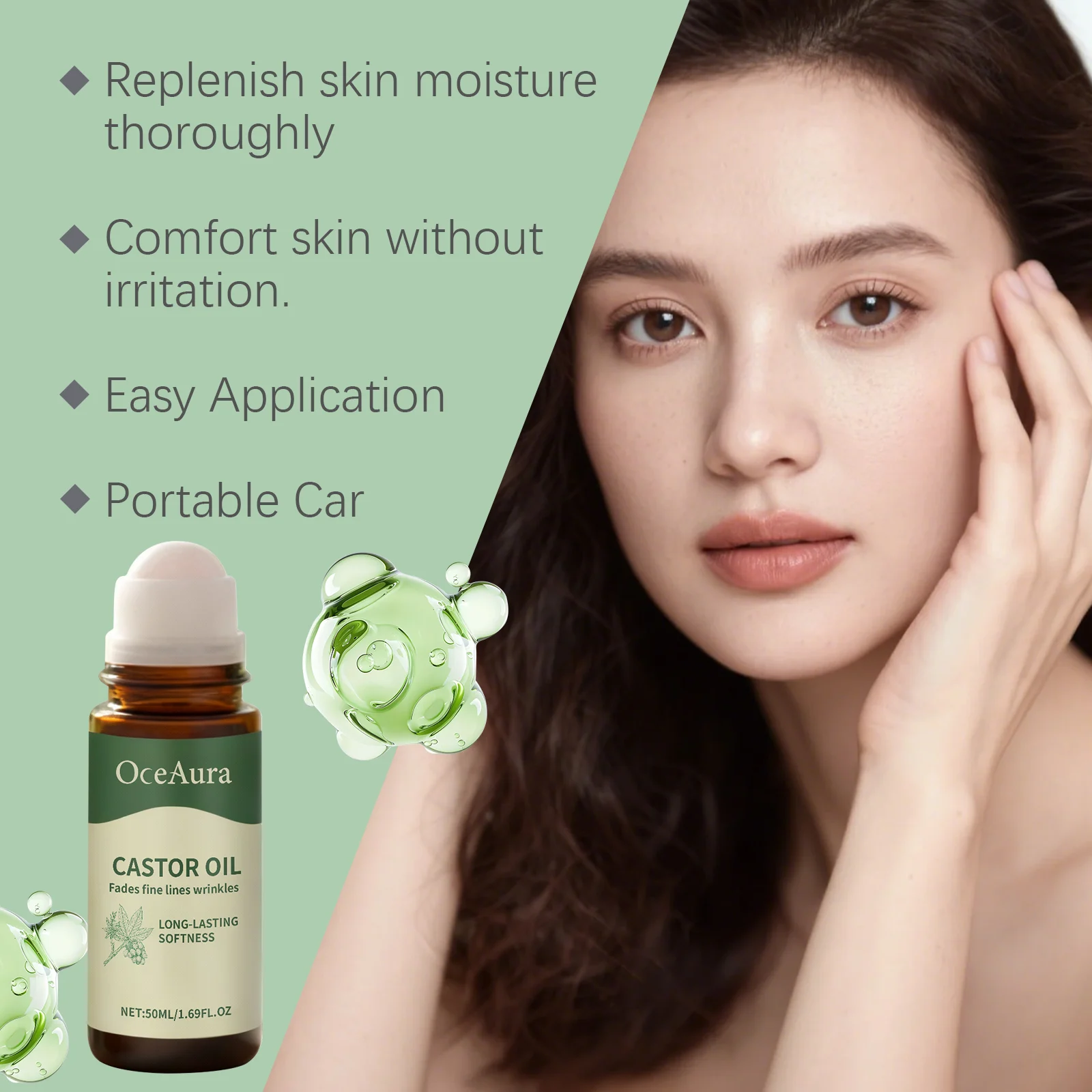 OceAura Castor Oil Roll-On Serum for Deep Hydration, Gentle Soothing & Nourishing 7 castor oil roll on serum der jx73njp6 desc 7