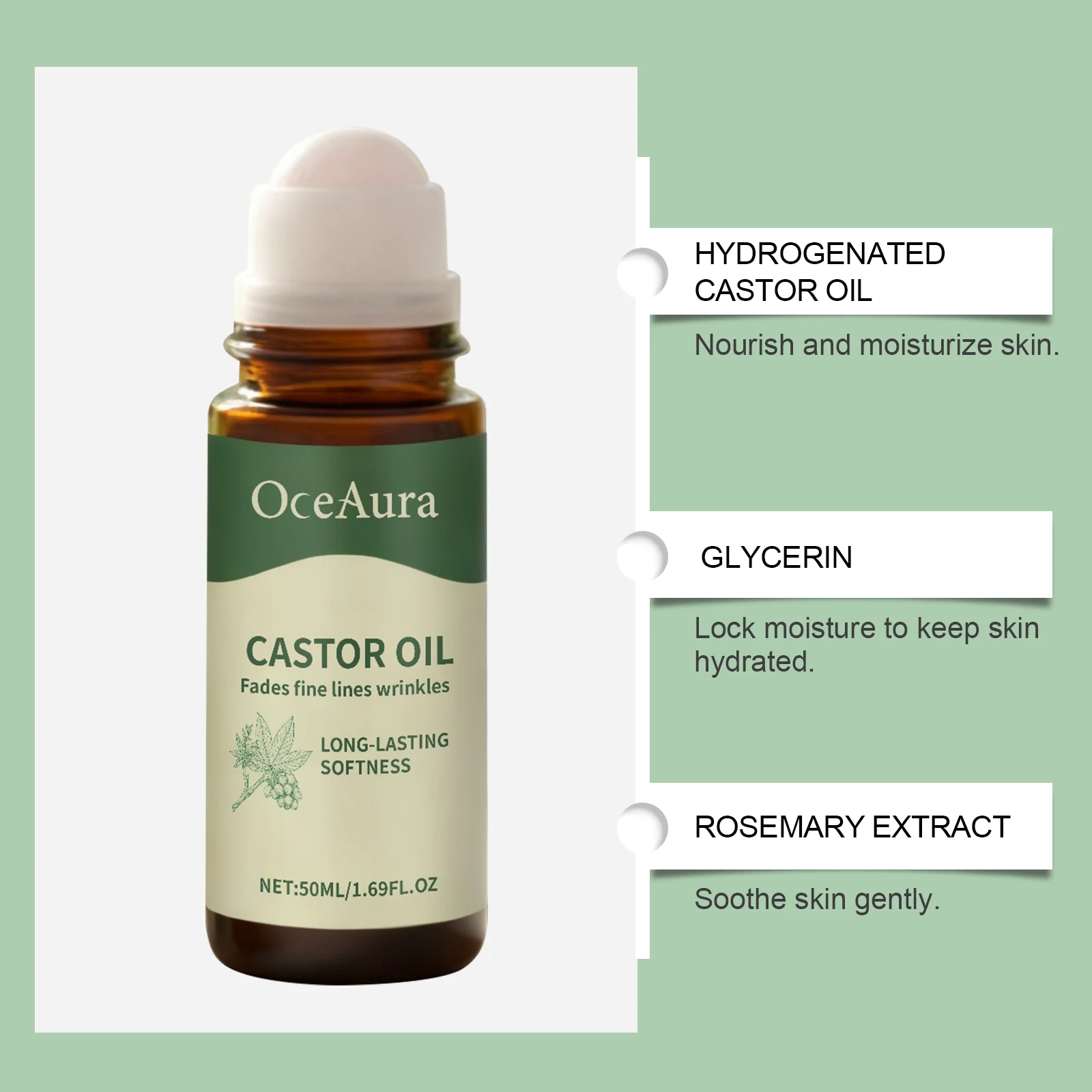 OceAura Castor Oil Roll-On Serum for Deep Hydration, Gentle Soothing & Nourishing 8 castor oil roll on serum der jx73njp6 desc 8
