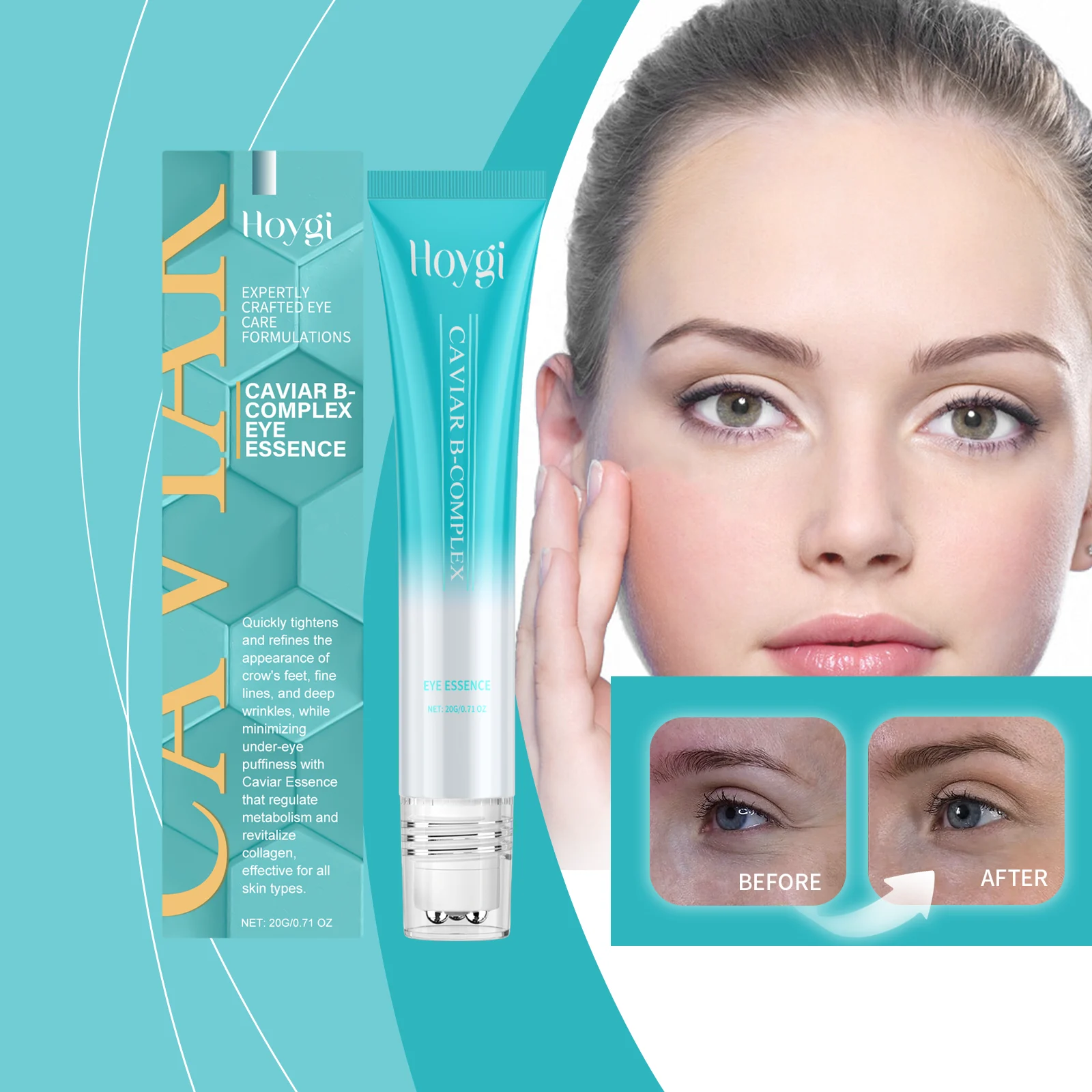 Hoygi Caviar B-Complex Eye Essence Serum - Hydrating, Firming, Reduces Fine Lines & Dark Circles 2 caviar eye essence serum cih v2xk6xks desc 2
