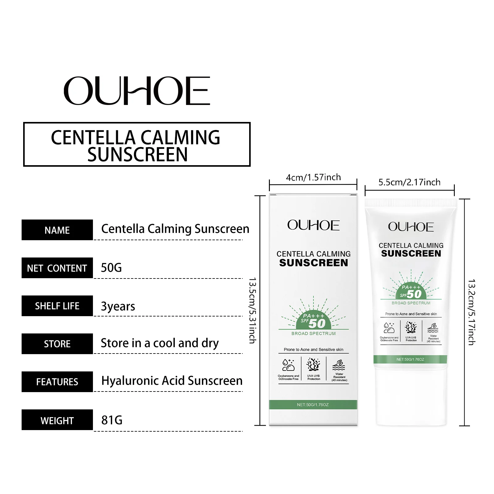 Centella Asiatica Sunscreen SPF50 PA+++ Broad Spectrum Face Sunscreen 50g 1 centella asiatica spf50 pa broad spectrum face sunscreen 50g der bf6pwt52 desc 1