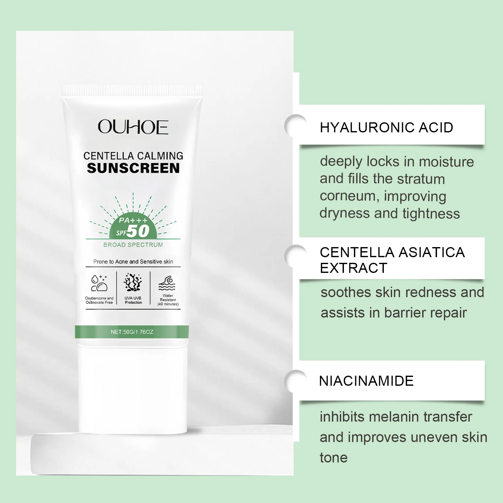 Centella Asiatica Sunscreen SPF50 PA+++ Broad Spectrum Face Sunscreen 50g 5 centella asiatica spf50 pa broad spectrum face sunscreen 50g der bf6pwt52 desc 5