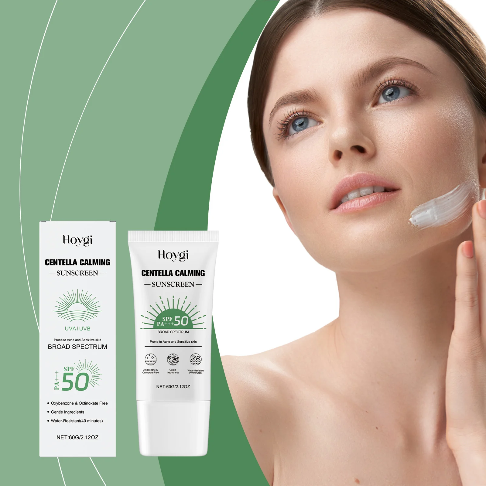 Centella Asiatica Sunscreen Cream SPF50 PA+++ 60g, Broad Spectrum UVA/UVB Protection for Sensitive & Acne-Prone Skin 2 centella asiatica sunscreen cream spf50 pa 60g cih b3ne5tf4 desc 2