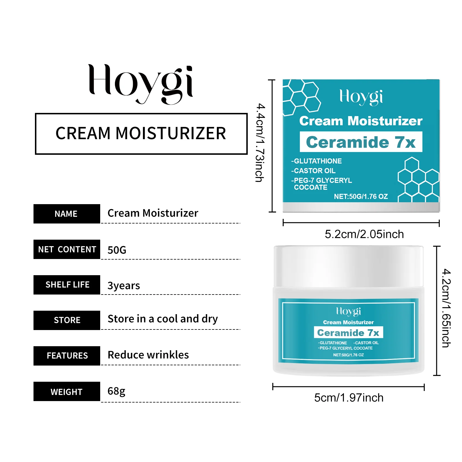 Ceramide Glutathione Moisturizing Cream 50g Anti-Aging Face Cream with Castor Oil 1 ceramide glutathione moisturizing cream 50g cih 6cg5fgmj desc 1
