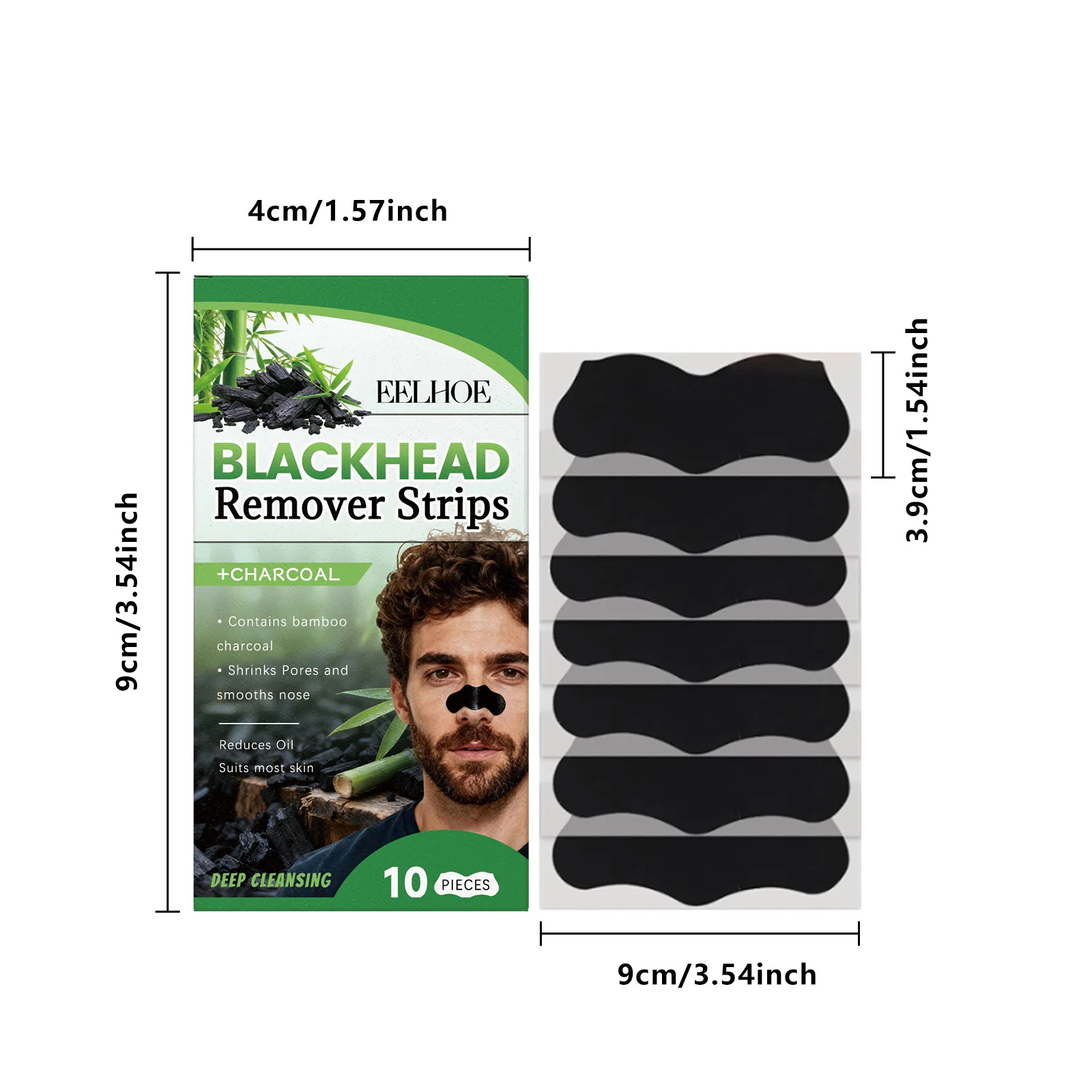 Charcoal Nose Strips for Blackhead Removal, Deep Cleansing Pore Treatment, 10pcs 1 charcoal nose strips blackhead removal 10pcs der ufsh2czb desc 1