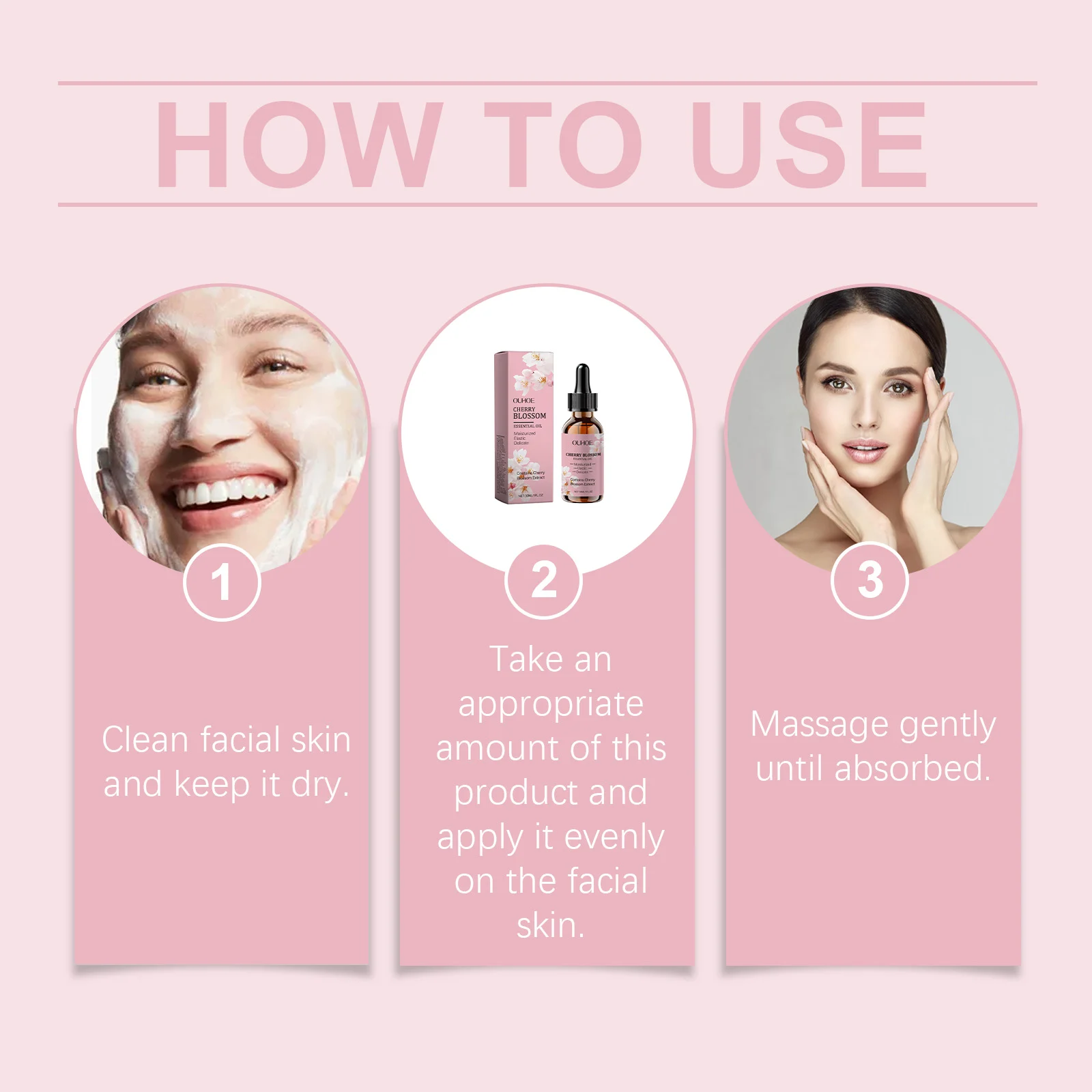 OUHOE Cherry Blossom Essential Oil for Face Moisturizing, Firming, and Wrinkle Reduction 4 cherry blossom essential oil cih h7gjakh9 desc 4