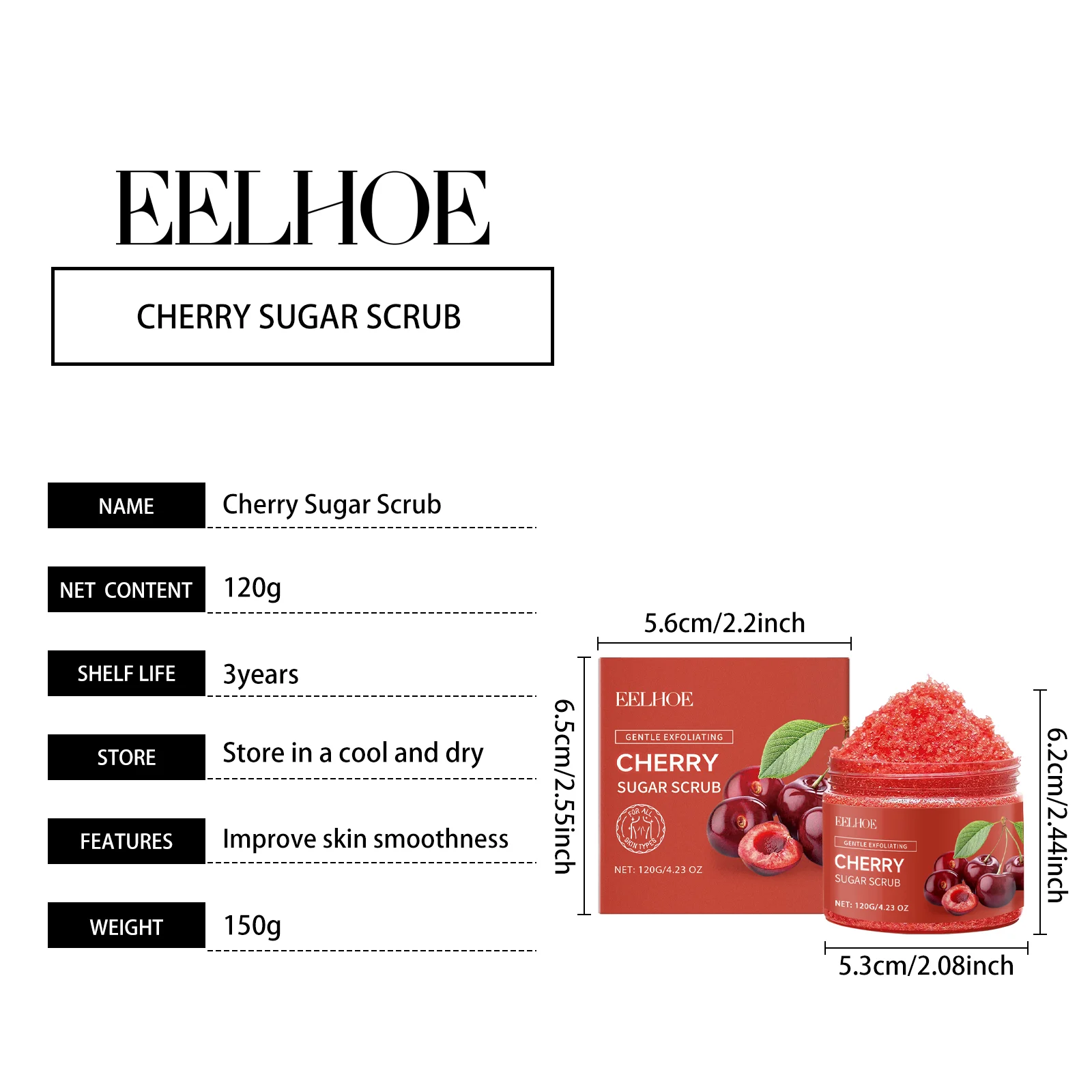 Cherry Sugar Body Scrub Gentle Exfoliating Cleansing Moisturizing Body Care 120g 1 cherry sugar body scrub 120g cih twm2tq8f desc 1