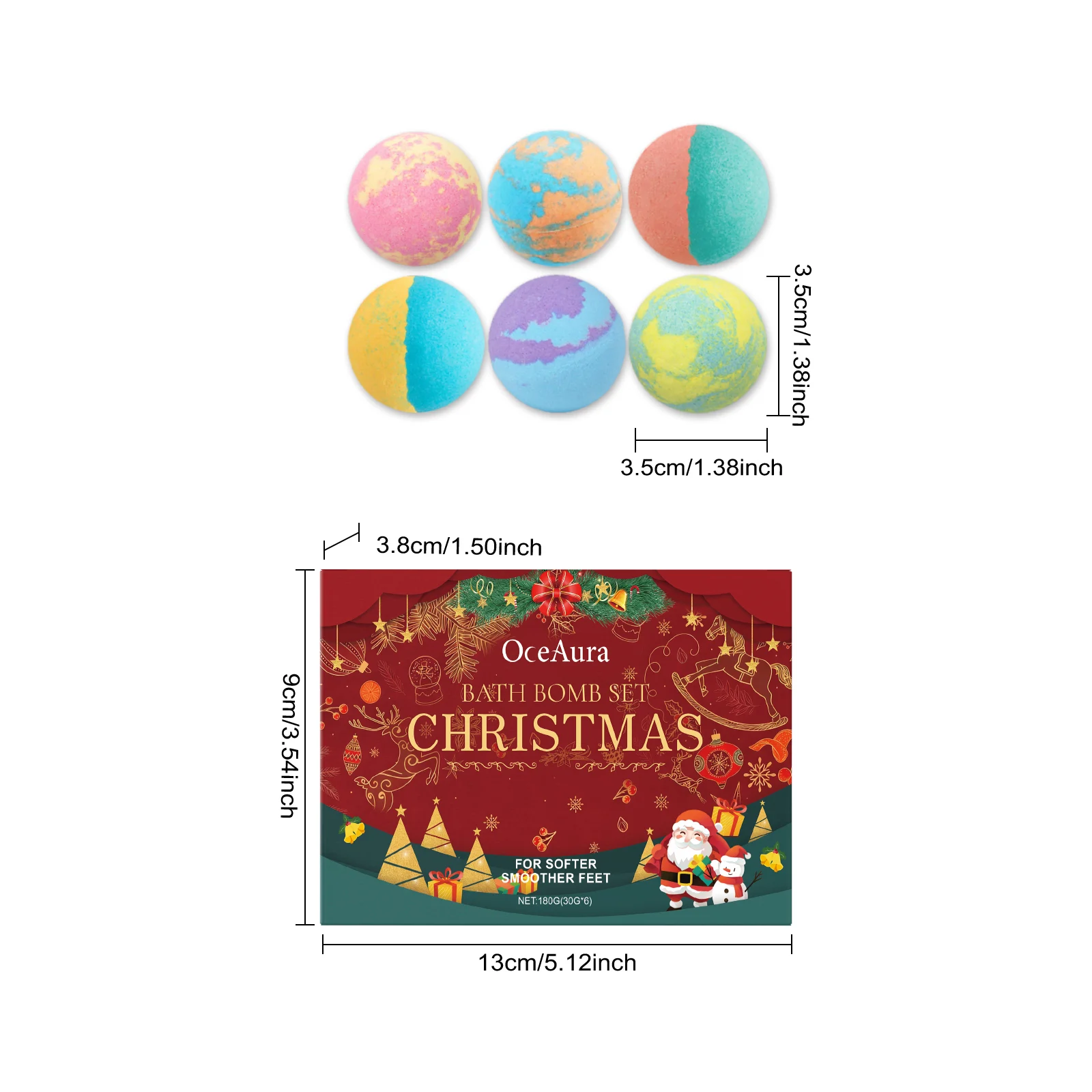 Christmas Bath Bomb with Colorful Bubbles Gentle Cleansing Moisturizing 180g 1 christmas bath bomb colorful bubbles gentle cleansing 180g der 79gy4dtg desc 1