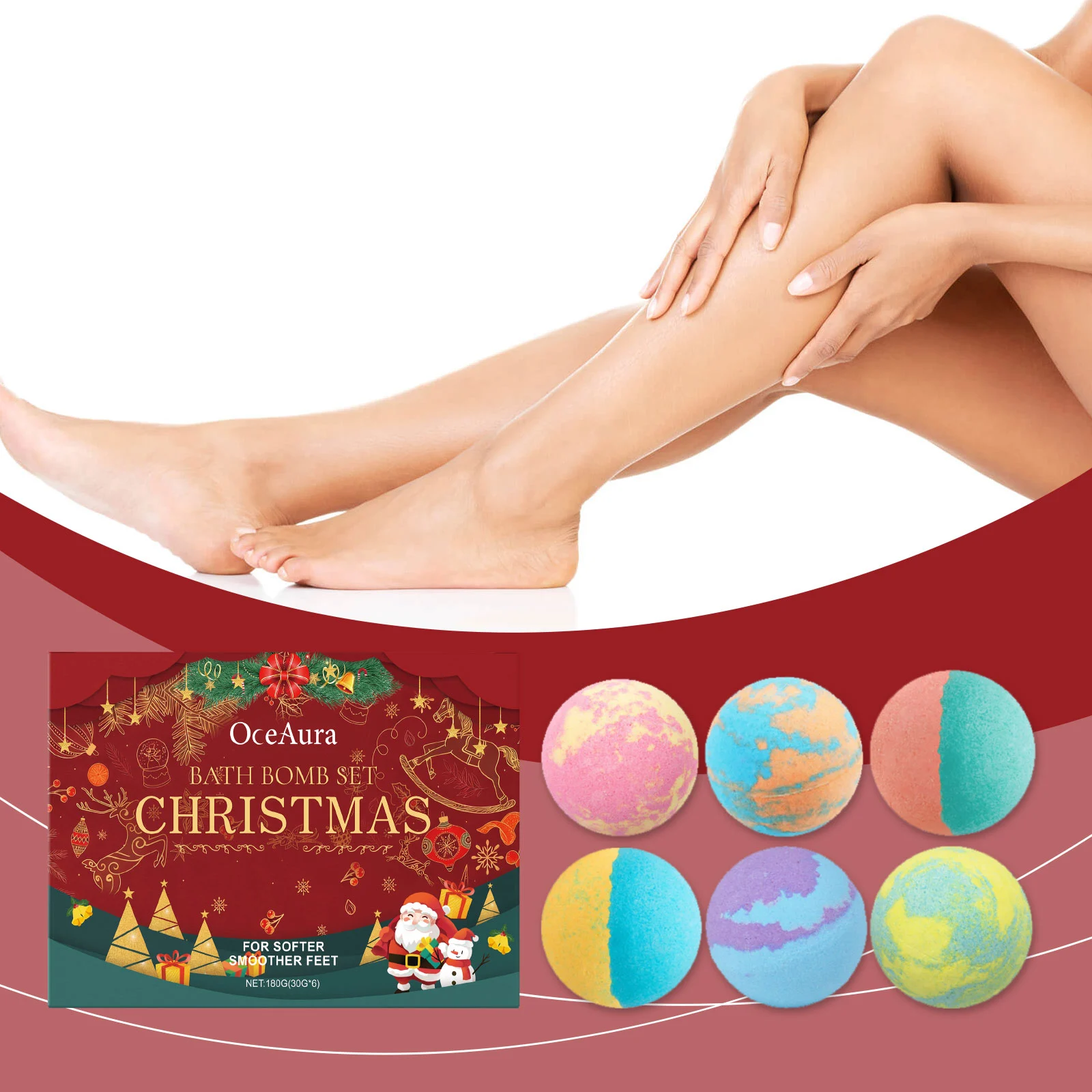 Christmas Bath Bomb with Colorful Bubbles Gentle Cleansing Moisturizing 180g 2 christmas bath bomb colorful bubbles gentle cleansing 180g der 79gy4dtg desc 2