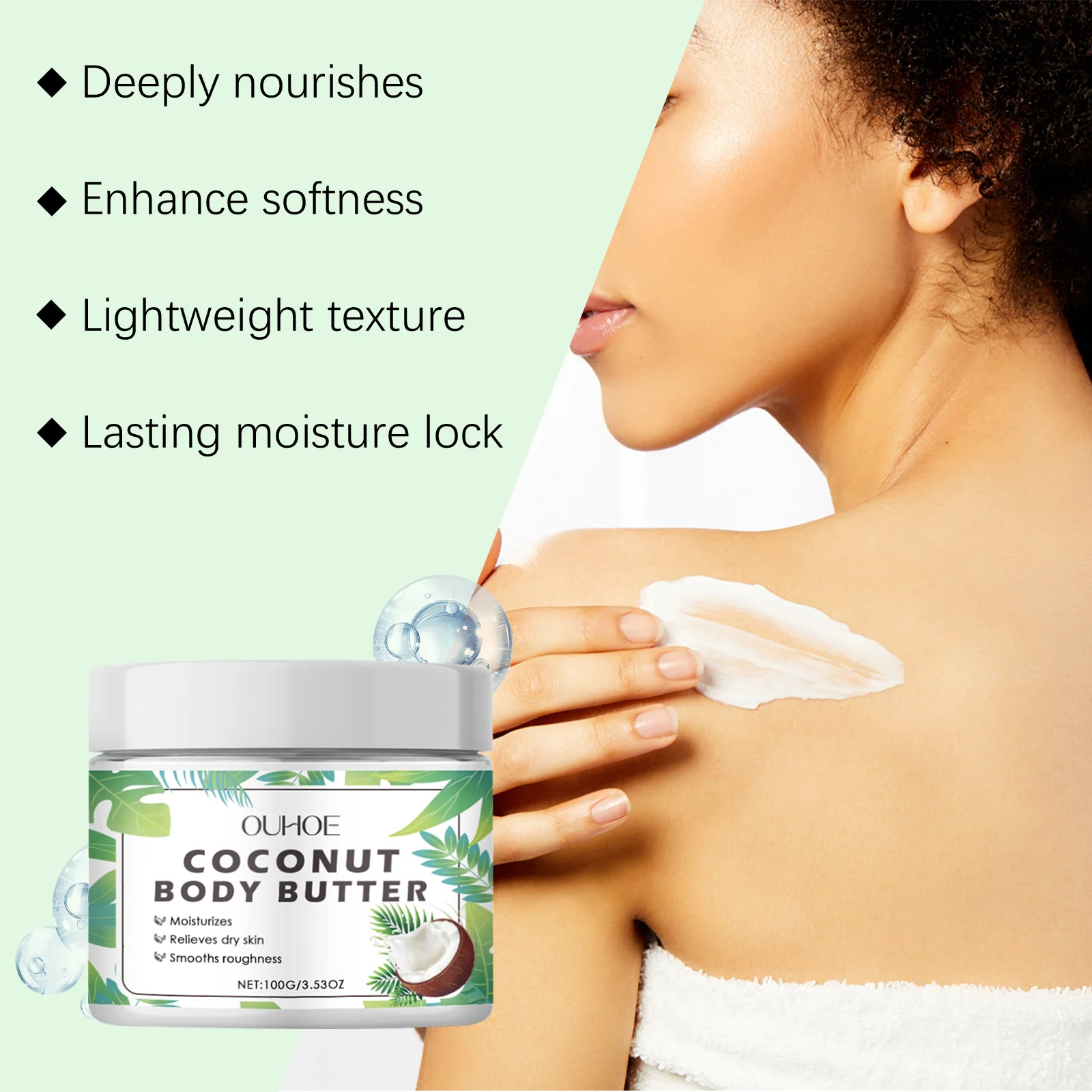 Coconut Body Butter Moisturizing Lotion 100g Deeply Nourishing & Hydrating for Dry Skin 8 coconut body butter moisturizing lotion 100g der hp65ycd7 desc 8