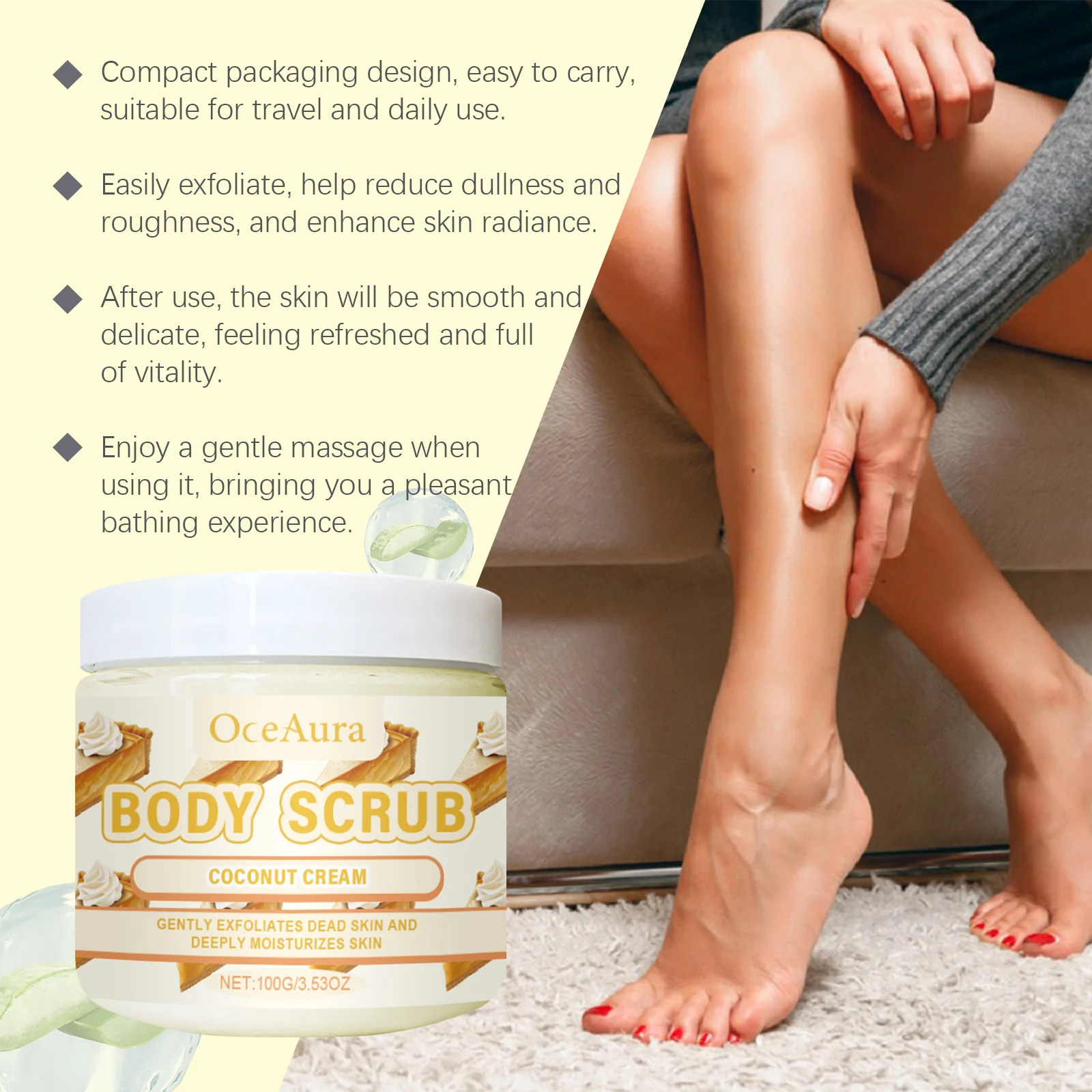 Coconut Cream Body Scrub Gently Exfoliates Dead Skin for Smooth & Radiant Skin 100g 5 coconut cream body scrub exfoliating smooth skin 100g cih 3wgqt6bz desc 5