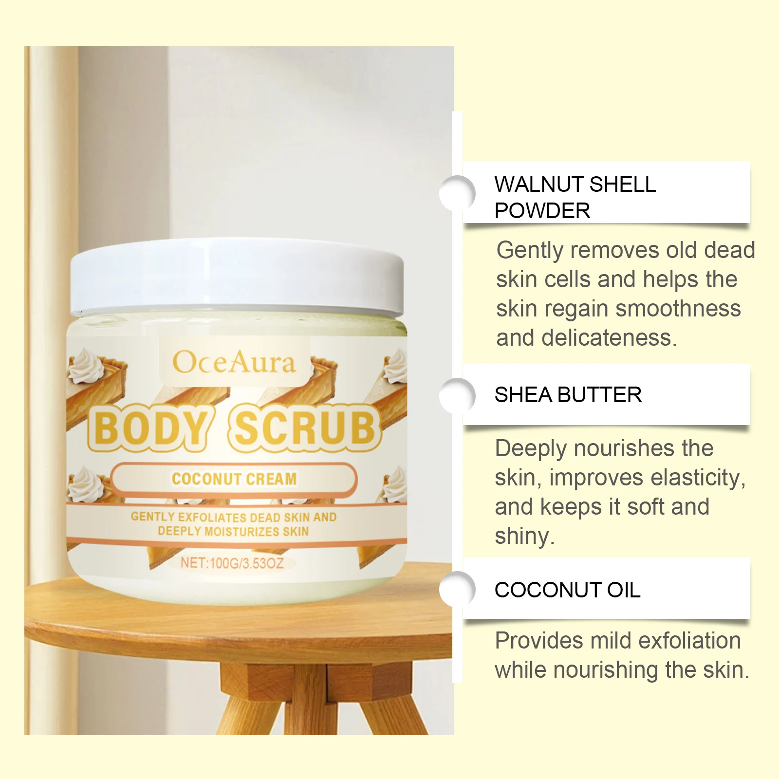 Coconut Cream Body Scrub Gently Exfoliates Dead Skin for Smooth & Radiant Skin 100g 6 coconut cream body scrub exfoliating smooth skin 100g cih 3wgqt6bz desc 6