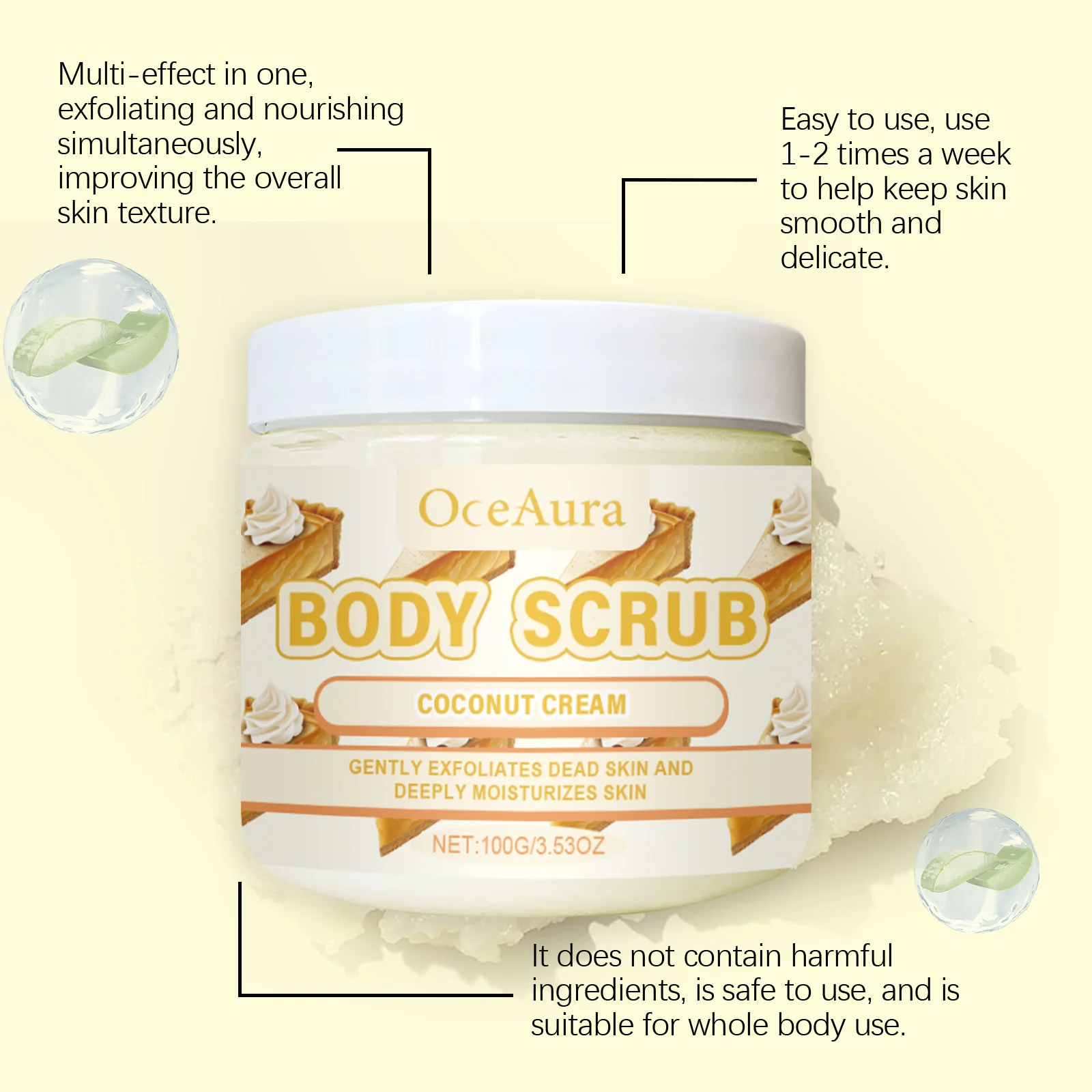 Coconut Cream Body Scrub Gently Exfoliates Dead Skin for Smooth & Radiant Skin 100g 8 coconut cream body scrub exfoliating smooth skin 100g cih 3wgqt6bz desc 8
