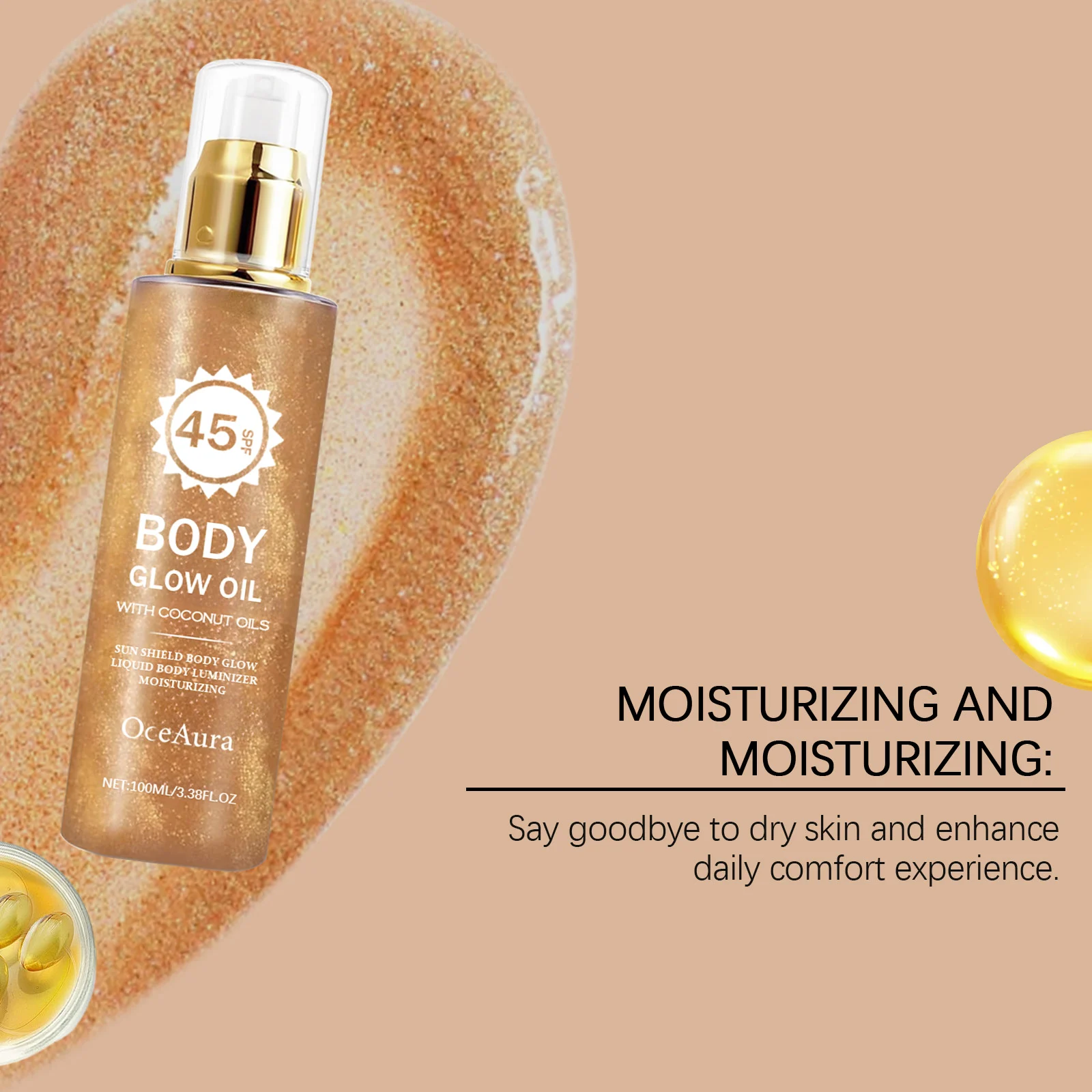 Coconut Glow Body Oil SPF 100ml Moisturizing Sun Shield with Shimmer 8 coconut glow body oil spf 100ml cih ssegswpt desc 8