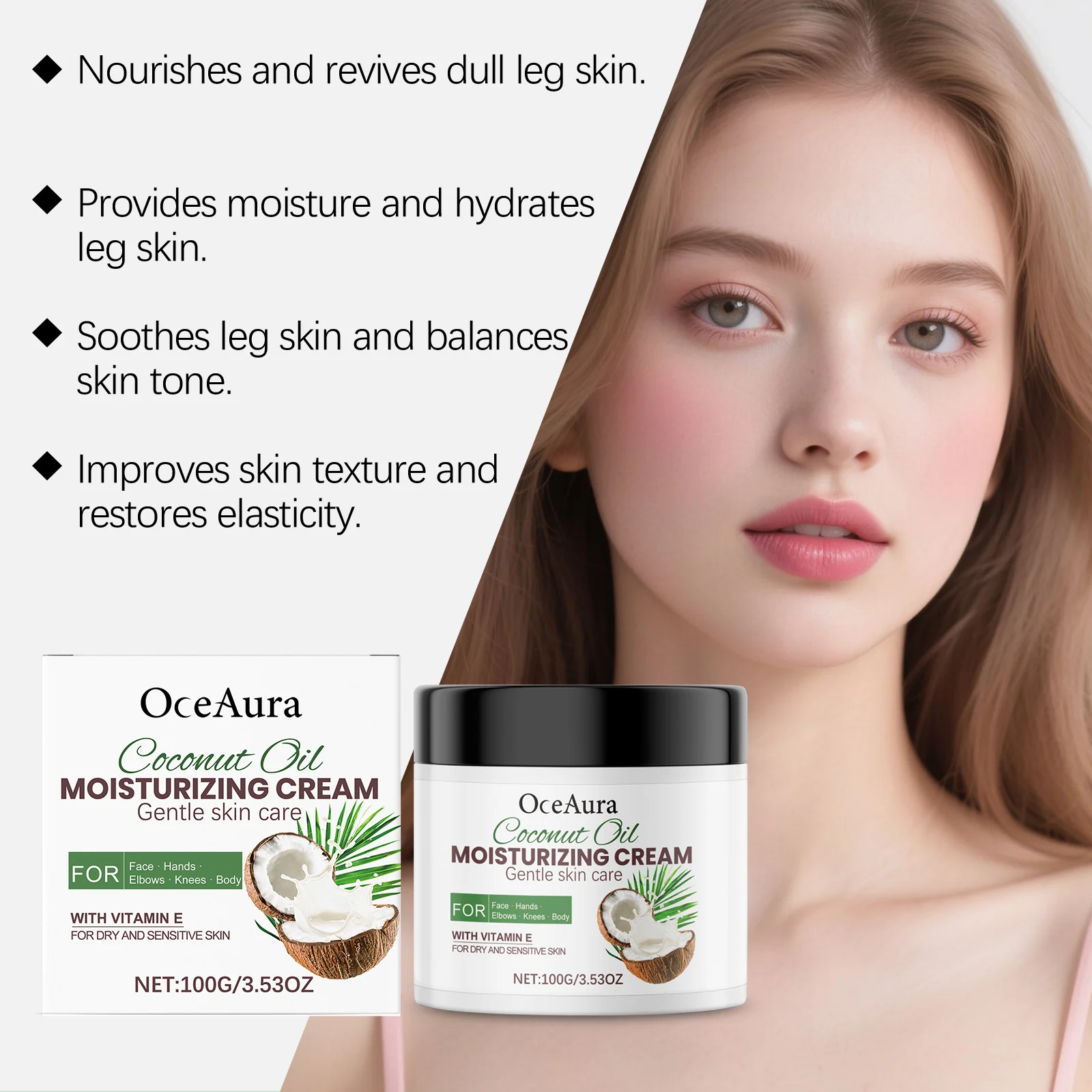 OceAura Coconut Moisturizing Cream for Dry Sensitive Skin Body Lotion with Vitamin E 5 coconut moisturizing body cream der q6dhpj7p desc 5