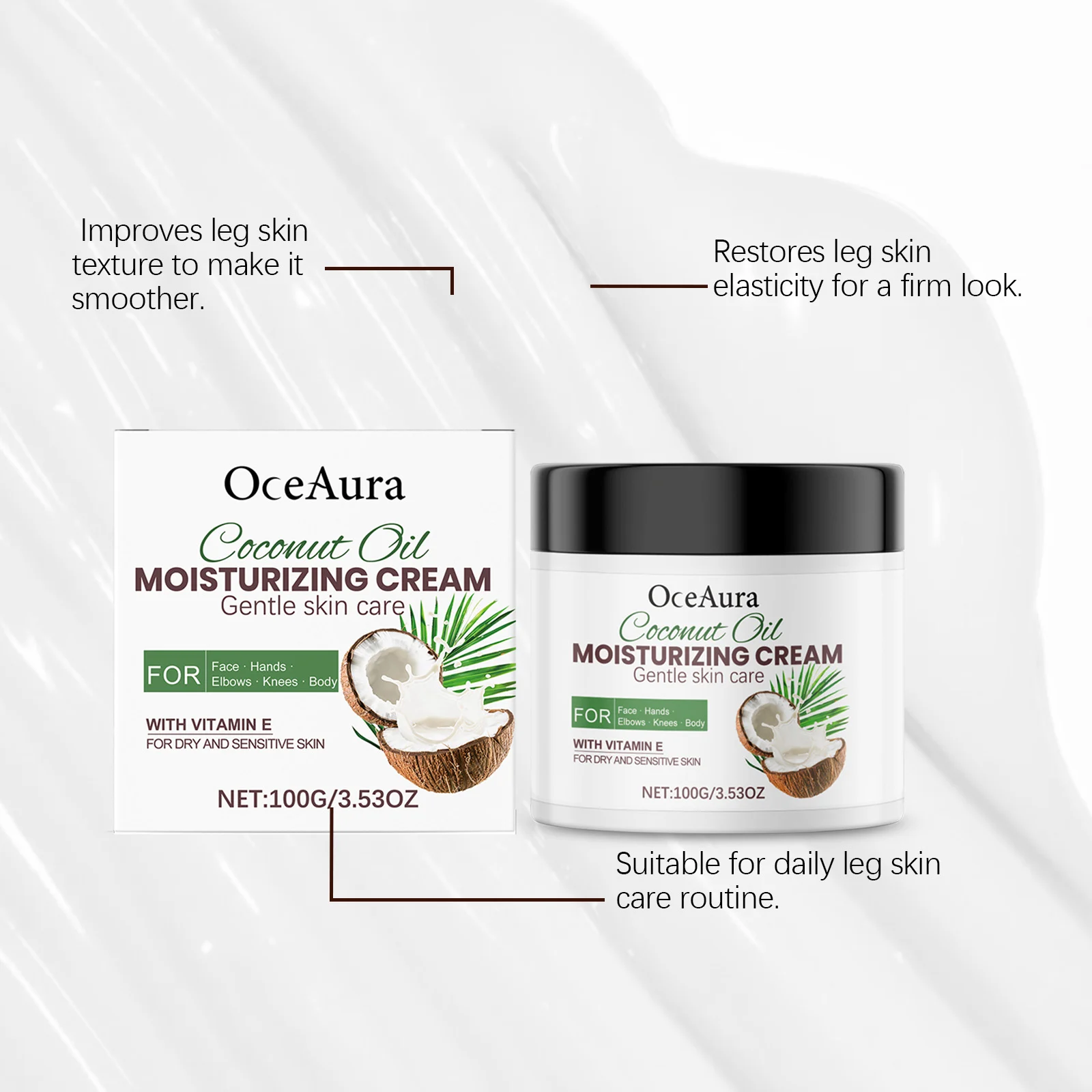 OceAura Coconut Moisturizing Cream for Dry Sensitive Skin Body Lotion with Vitamin E 6 coconut moisturizing body cream der q6dhpj7p desc 6