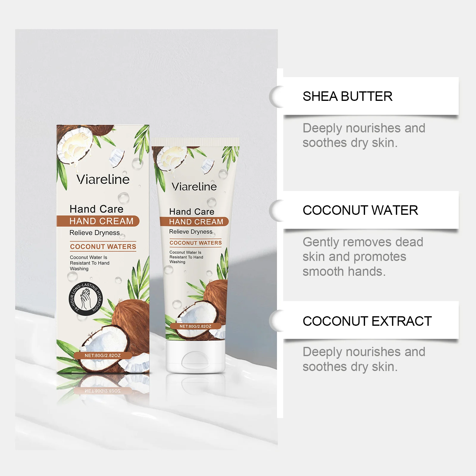 Coconut Moisturizing Hand Cream 80g with Shea Butter & Glycerin for Dry Skin 6 coconut moisturizing hand cream 80g cih m8pm9pgv desc 6