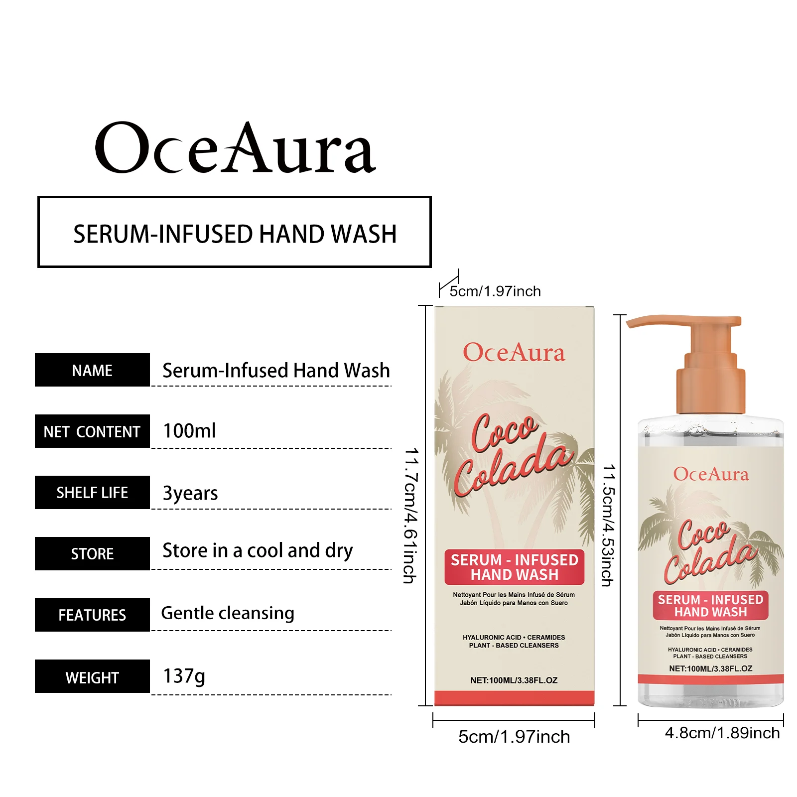 Coconut Moisturizing Hand Wash 100ml with Hyaluronic Acid & Ceramides for Gentle Cleansing and Hydration 1 coconut moisturizing hand wash 100ml cih txk9az88 desc 1
