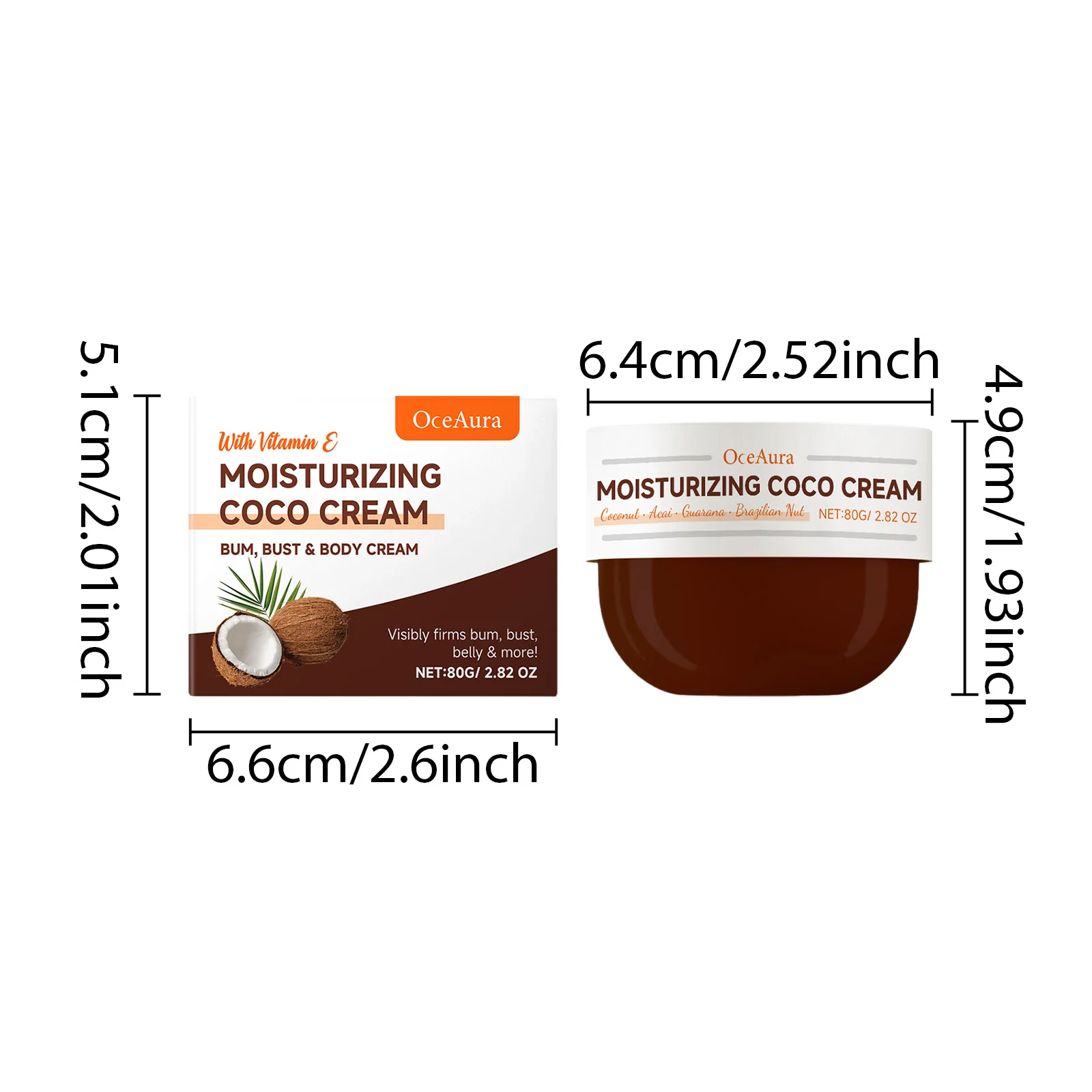 Coconut Oil Body Cream 80g for Deep Moisturizing, Firming Bum, Bust, Belly & Skin 1 coconut oil body cream 80g firming moisturizer cih pgady5sj desc 1