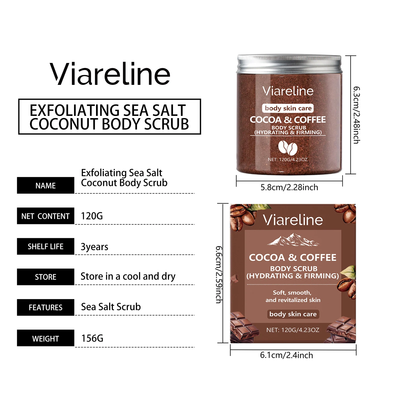 Coconut Sea Salt Body Scrub 120g - Gentle Exfoliation & Deep Moisturizing for Smooth Skin 1 coconut sea salt body scrub 120g cih nq447v9u desc 1