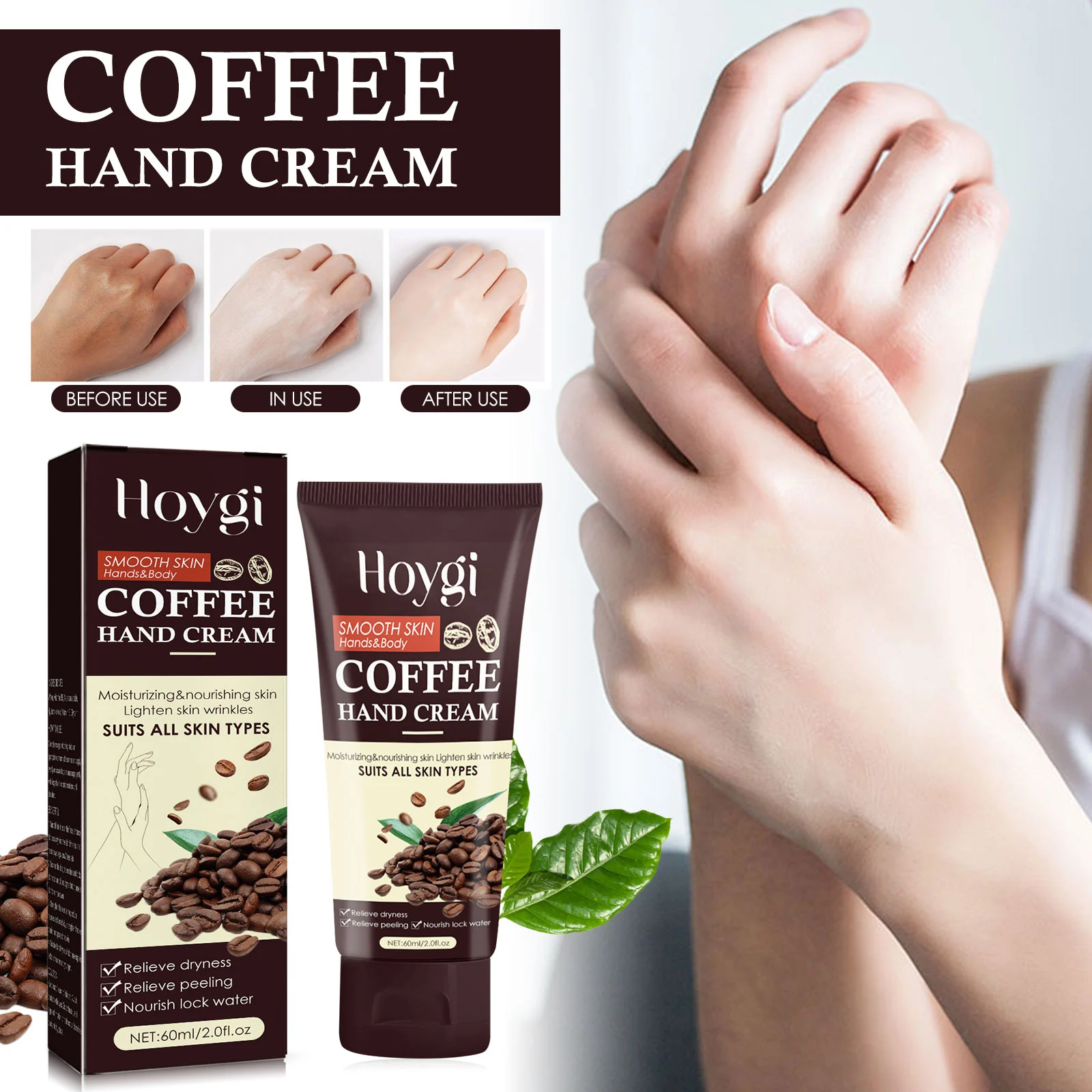 Hoygi Coffee Hand Cream for Hands & Body, Moisturizing, Nourishing, Lightens Wrinkles 2 coffee hand cream cih guq63jqc desc 2