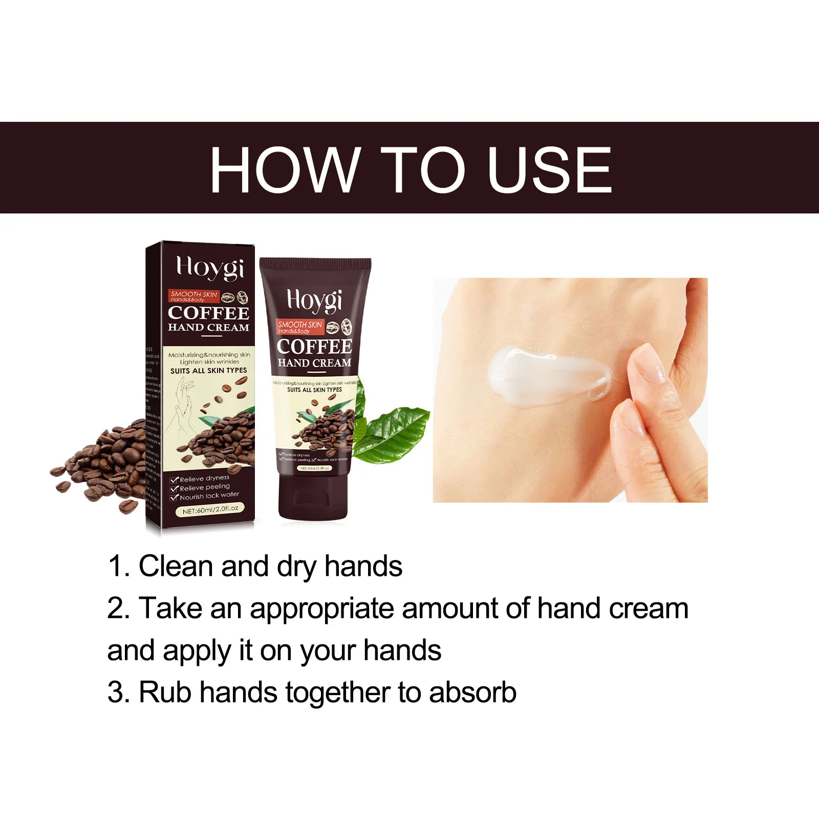 Hoygi Coffee Hand Cream for Hands & Body, Moisturizing, Nourishing, Lightens Wrinkles 4 coffee hand cream cih guq63jqc desc 4