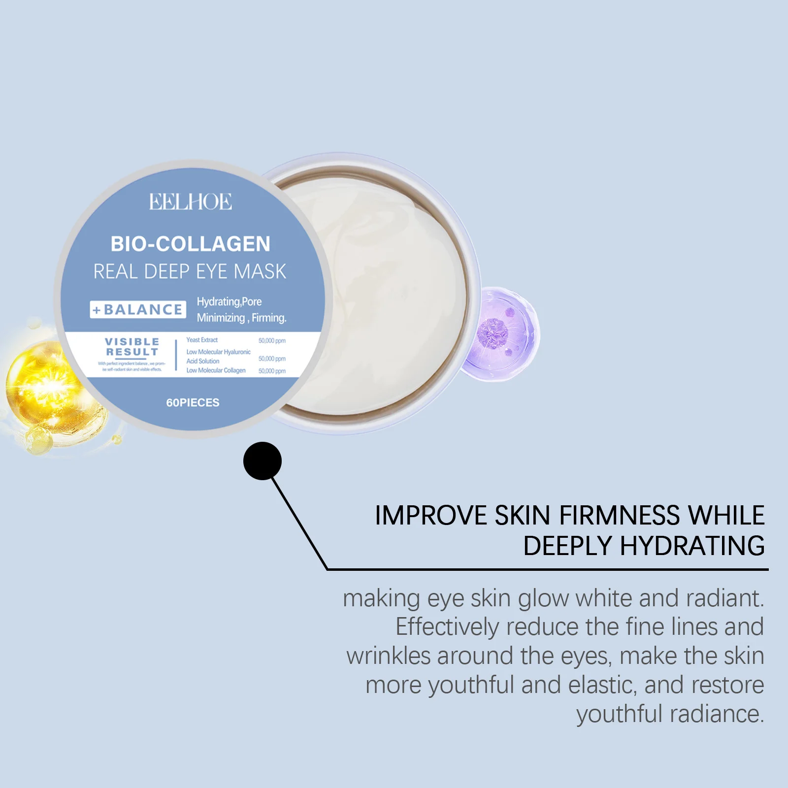 Collagen Eye Mask 60 Pieces Hydrating Firming Anti-Aging Under Eye Patches 8 collagen eye mask 60 pieces hydrating firming cih a9x2z58r desc 8